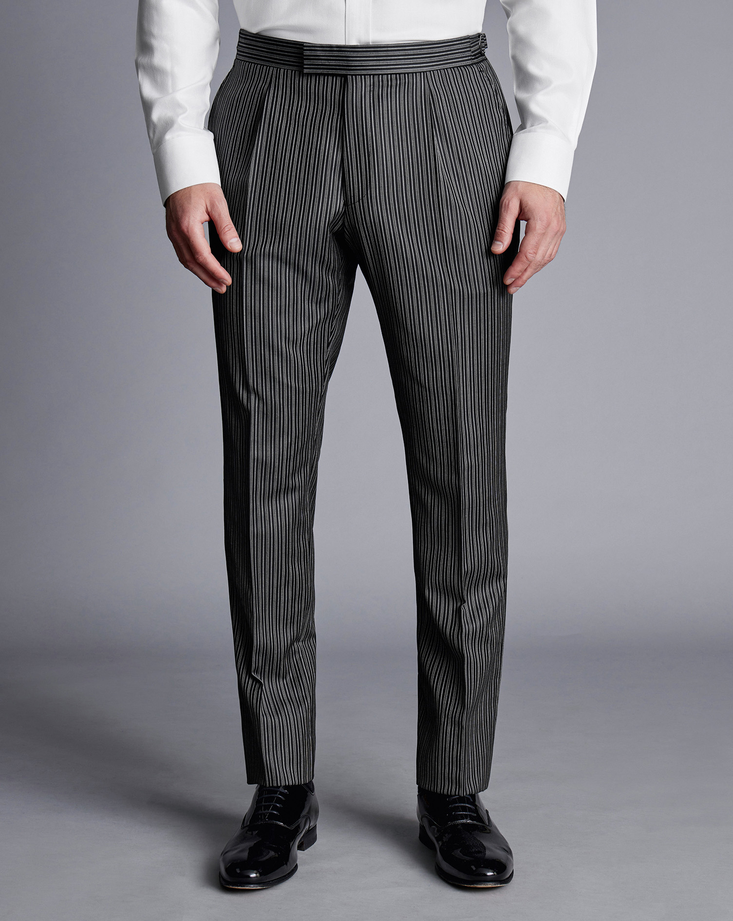 Men's Charles Tyrwhitt Morning Suit Stripe Trousers - Black Size W38 L34 Wool
