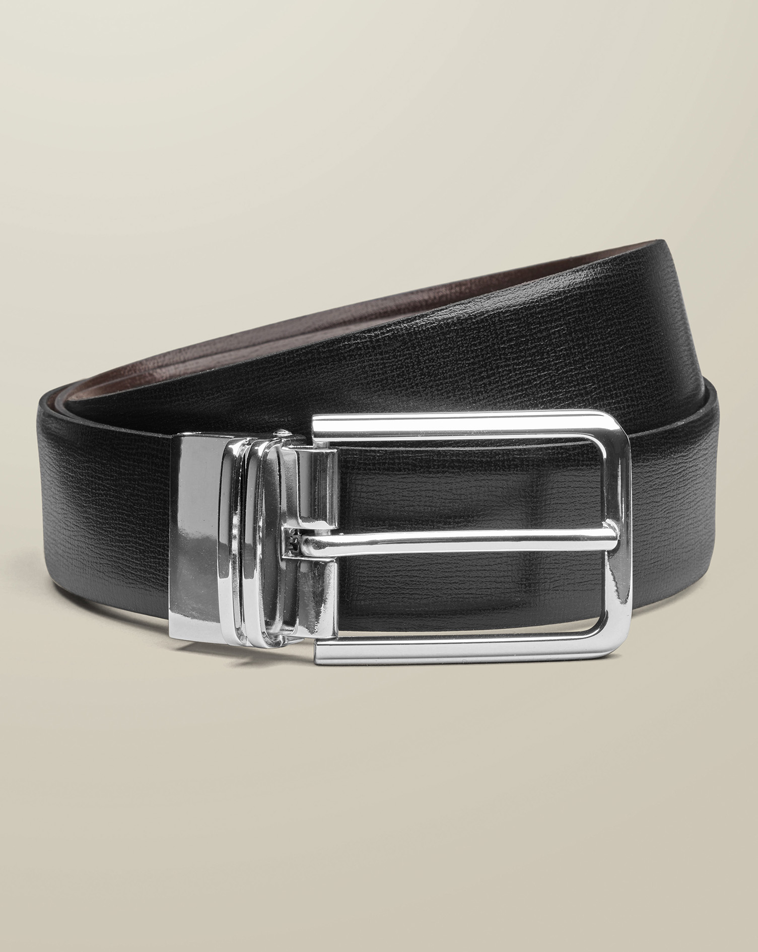 Men's Charles Tyrwhitt Reversible Belt - Black & Dark Chocolate Size 32 Leather