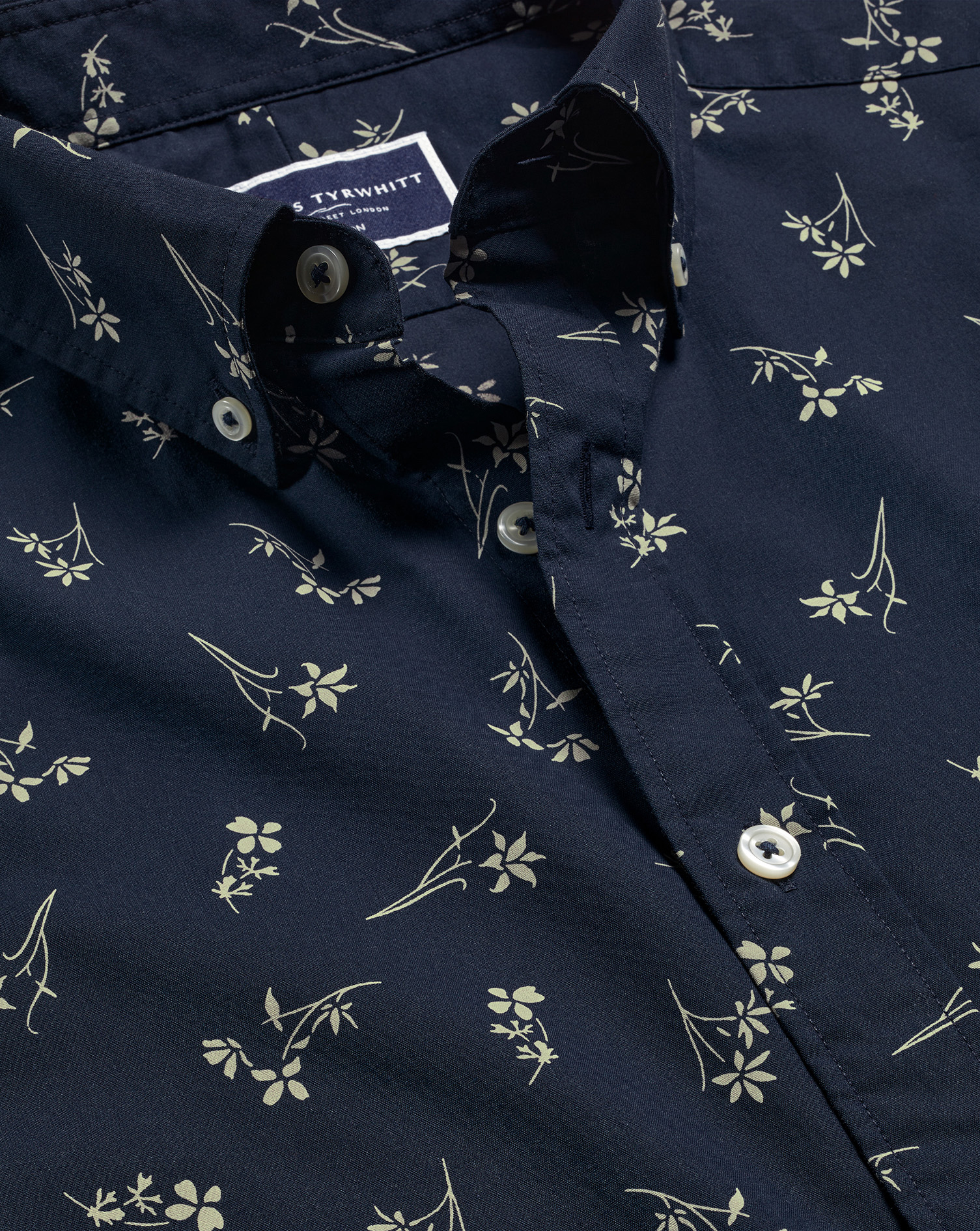 Charles Tyrwhitt Men's  Button-down Collar Non-iron Floral Print Casual Shirt In Neutral