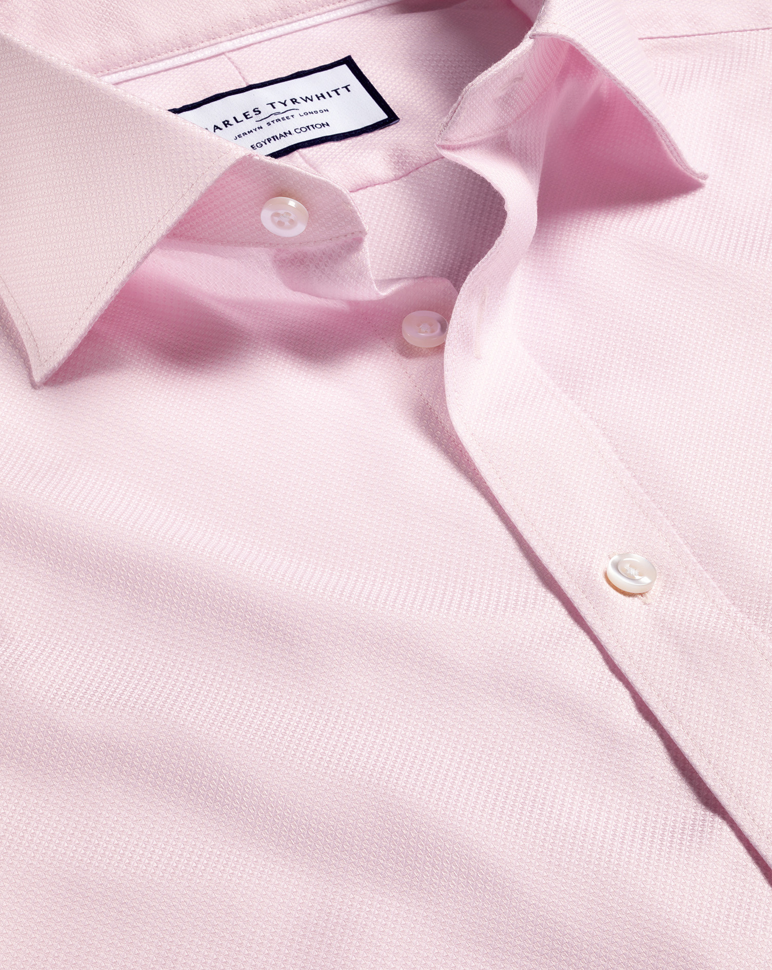 Men's Charles Tyrwhitt Semi-Cutaway Collar Egyptian Hudson Weave Dress Shirt - Light Pink Single Cuf