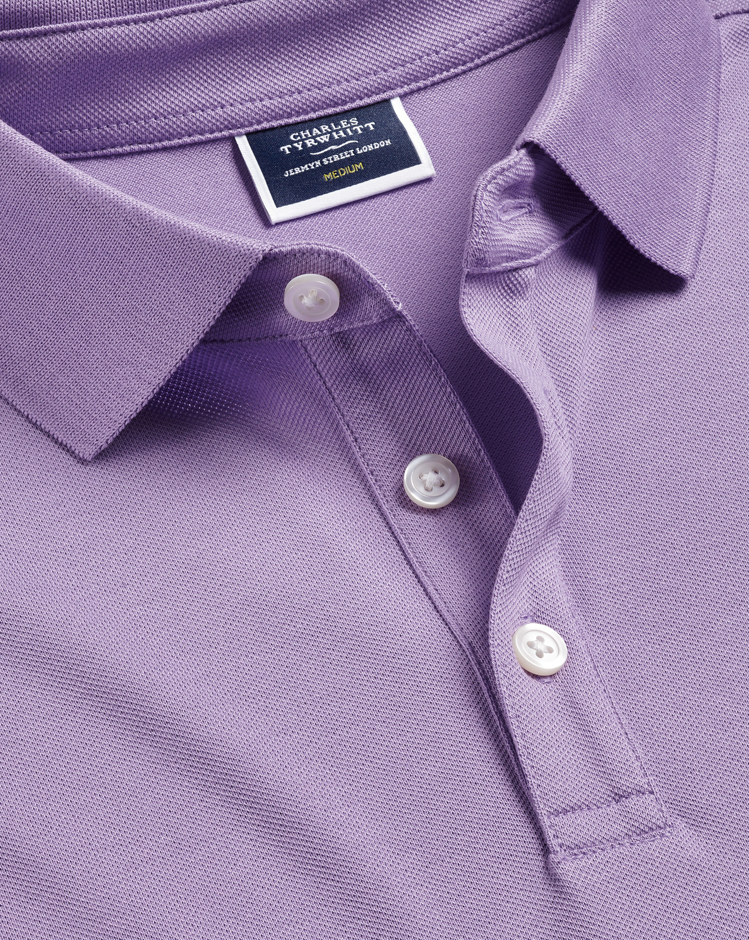 Men's Charles Tyrwhitt Pique Polo Shirt - Lilac Purple Size XL Cotton
