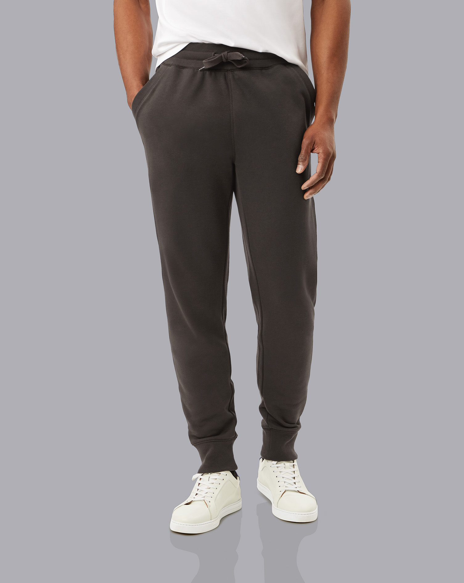 Men's Charles Tyrwhitt Jersey Joggers - Charcoal Grey Size XXL Cotton

