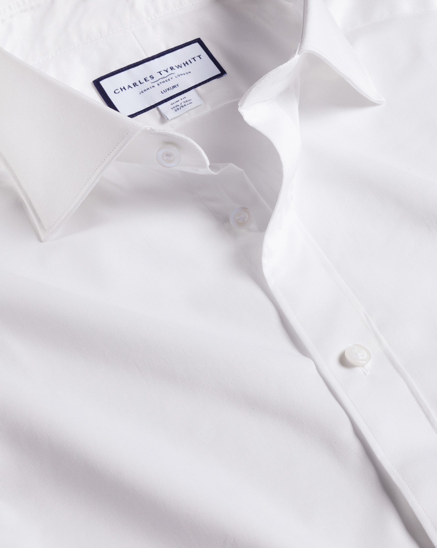 Men's Charles Tyrwhitt Semi-Cutaway Collar Luxury Twill Dress Shirt - White French Cuff Size XXXL Co
