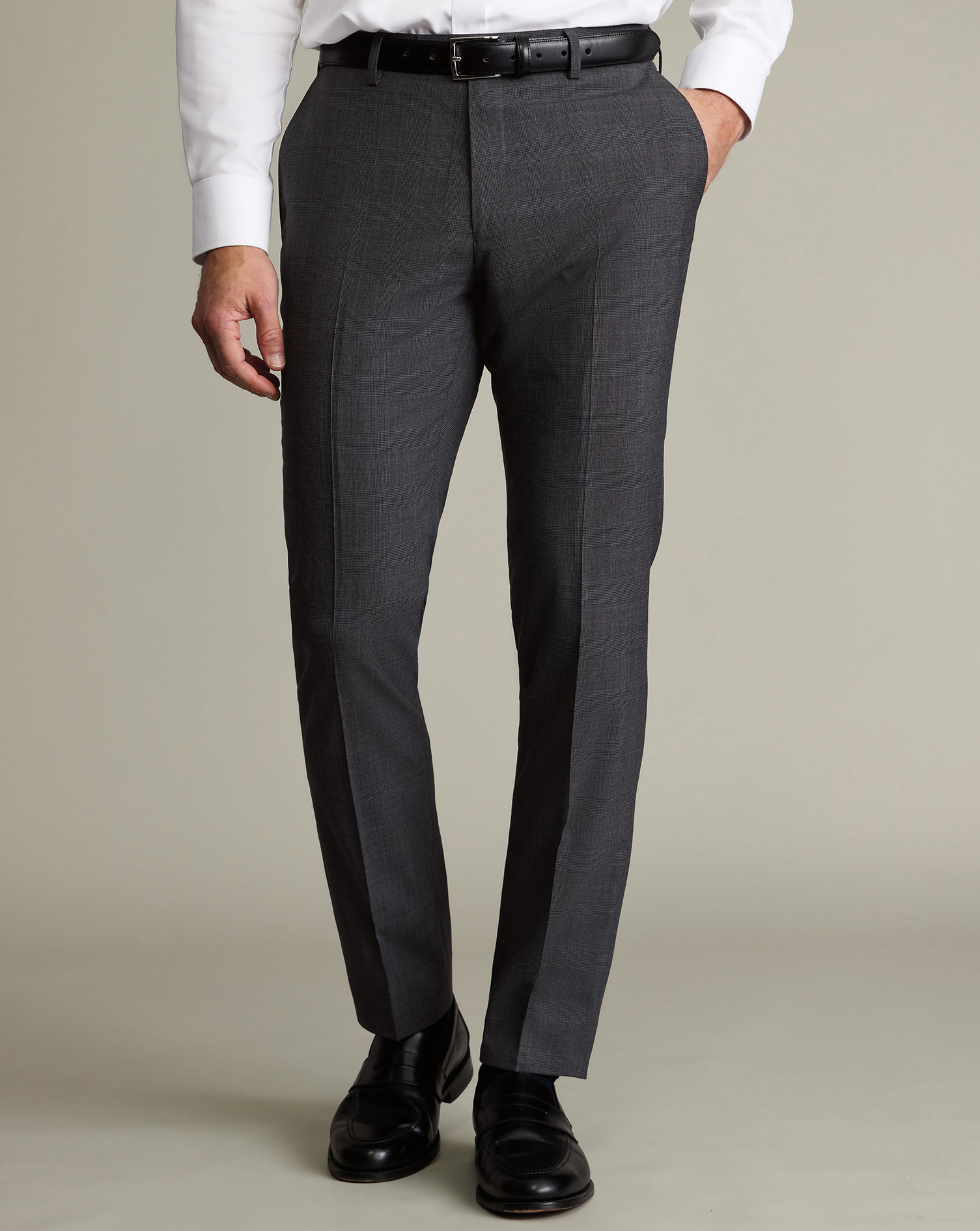 Men's Ultimate Performance Prince Of Wales Suit Trousers â Grey, 36/32 by Charles Tyrwhitt
