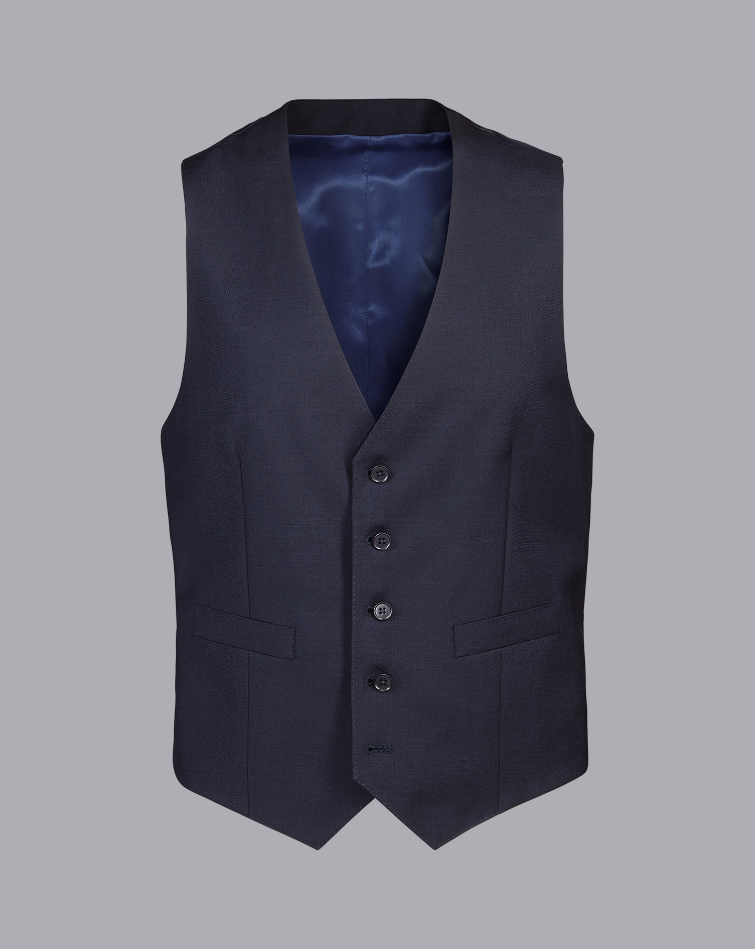 Men's Charles Tyrwhitt Natural Stretch Twill Waistcoat - Navy Blue Size w36 Wool
