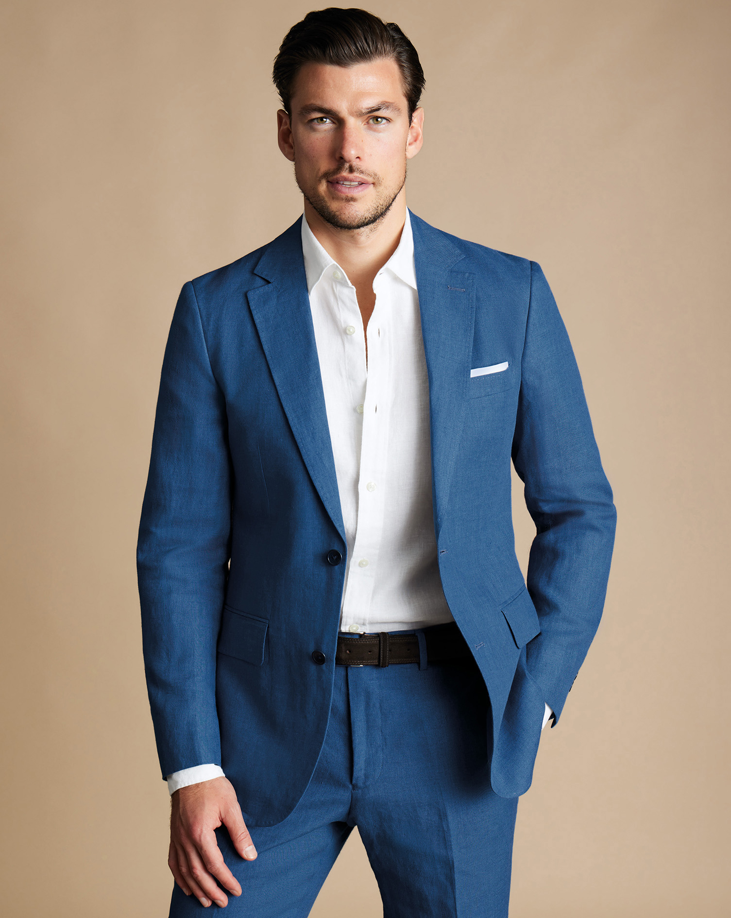 Men's Charles Tyrwhitt na Jacket - Royal Blue Size 42L Linen
