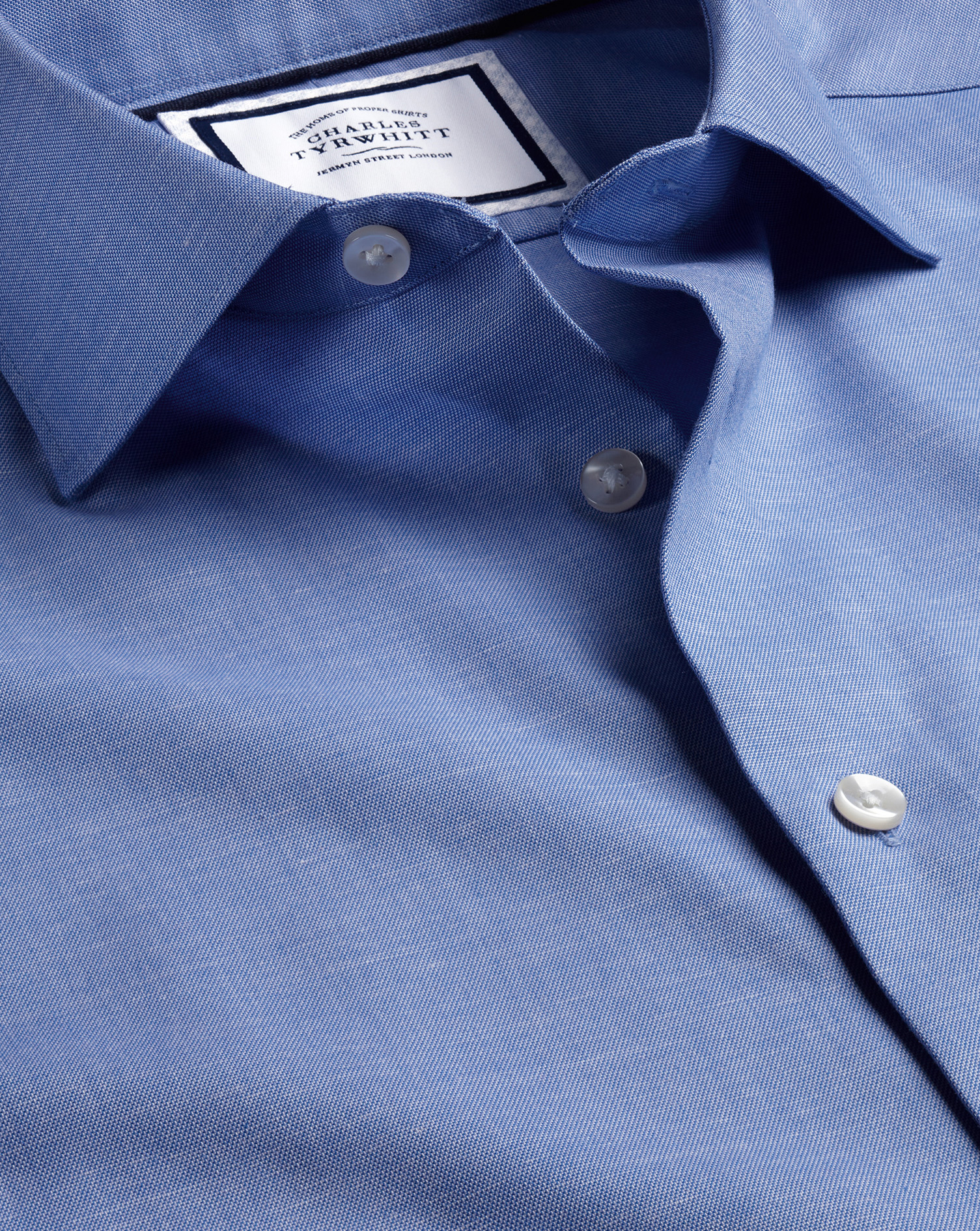 Charles Tyrwhitt Men's  Semi-cutaway Non-iron Linen Dress Shirt In Blue