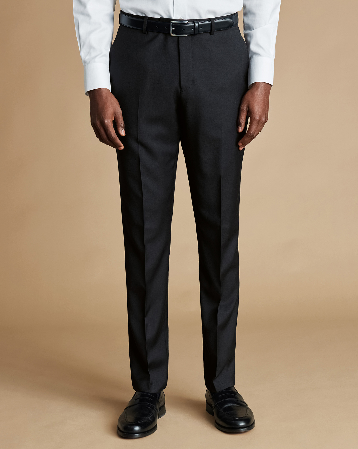 Natural Stretch Twill Suit Trousers - Black Size 36/32
