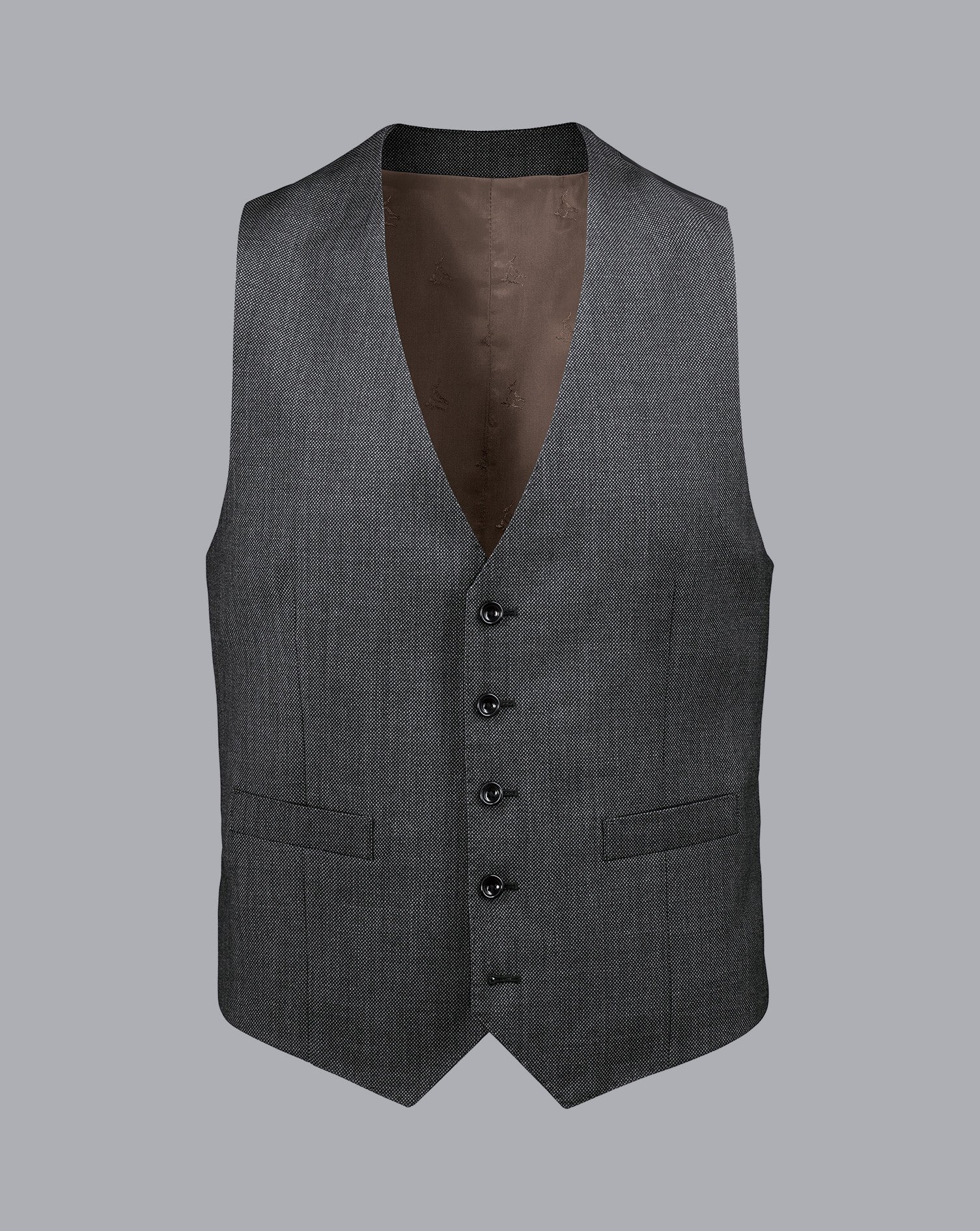 Men's Charles Tyrwhitt Ultimate Performance Birdseye Suit Waistcoat - Grey Size w38 Wool
