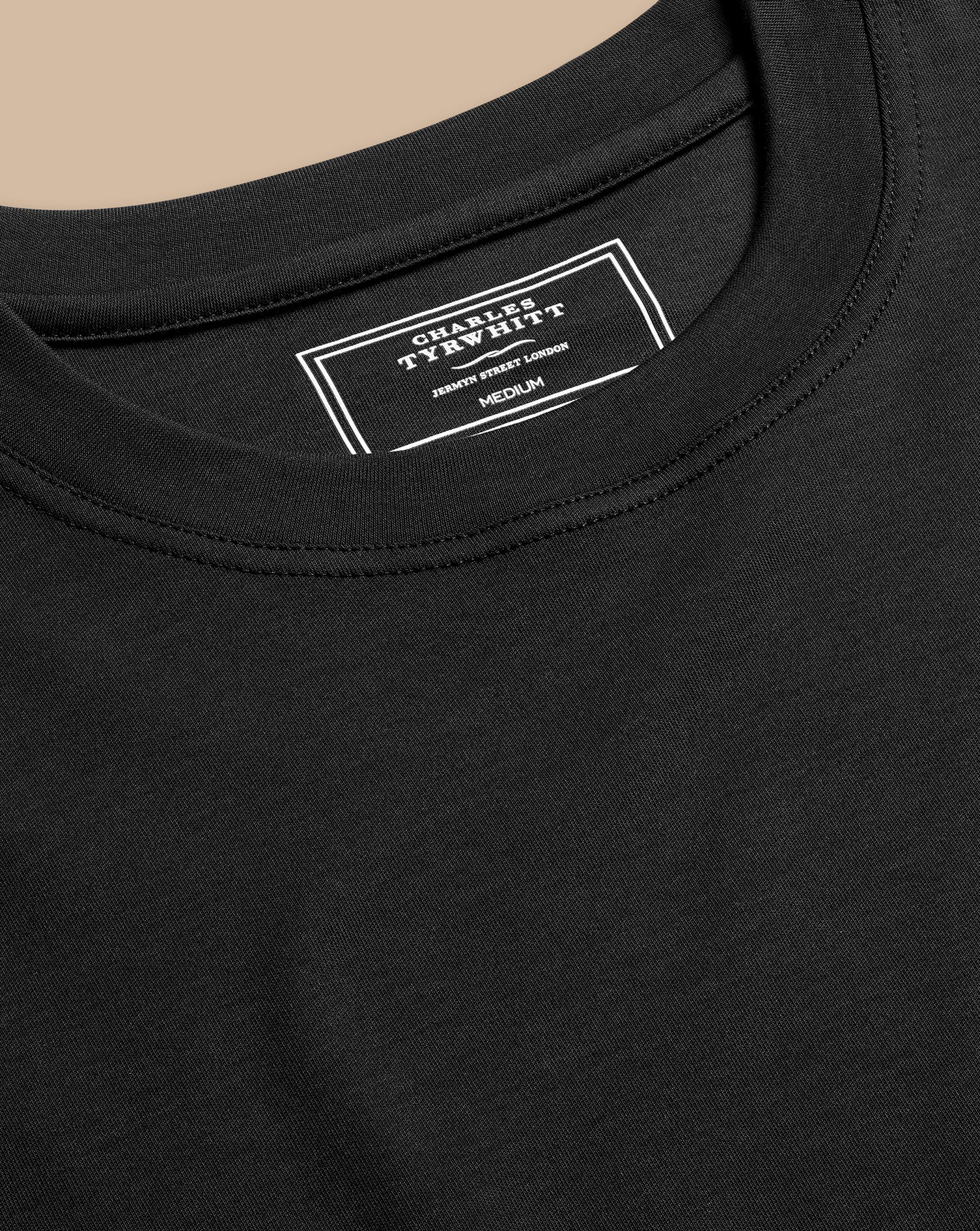 Men's Charles Tyrwhitt T-Shirt - Black Size Medium Cotton
