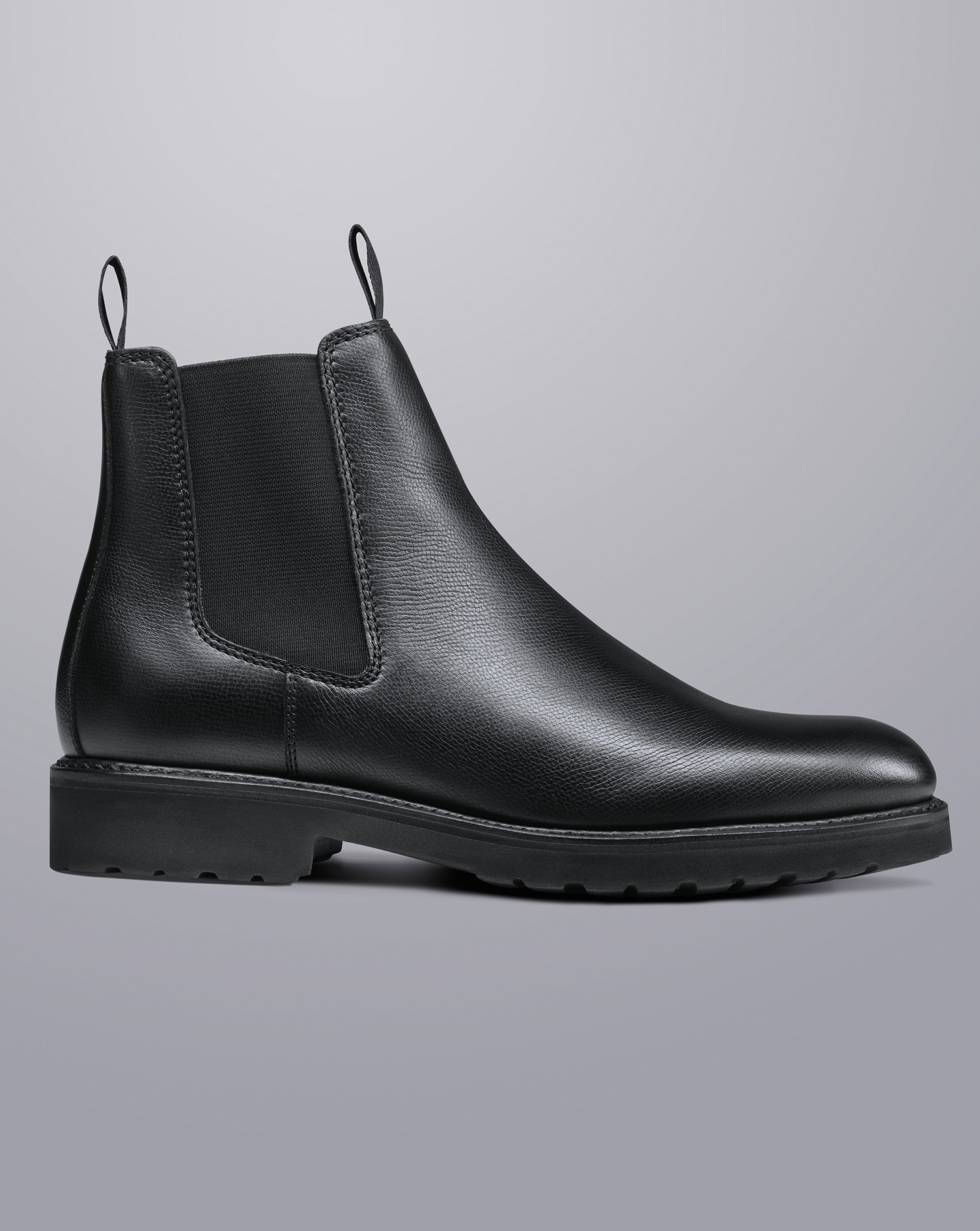 Charles Tyrwhitt Men's  Rubber Sole Grain Leather Chelsea Boots In Black