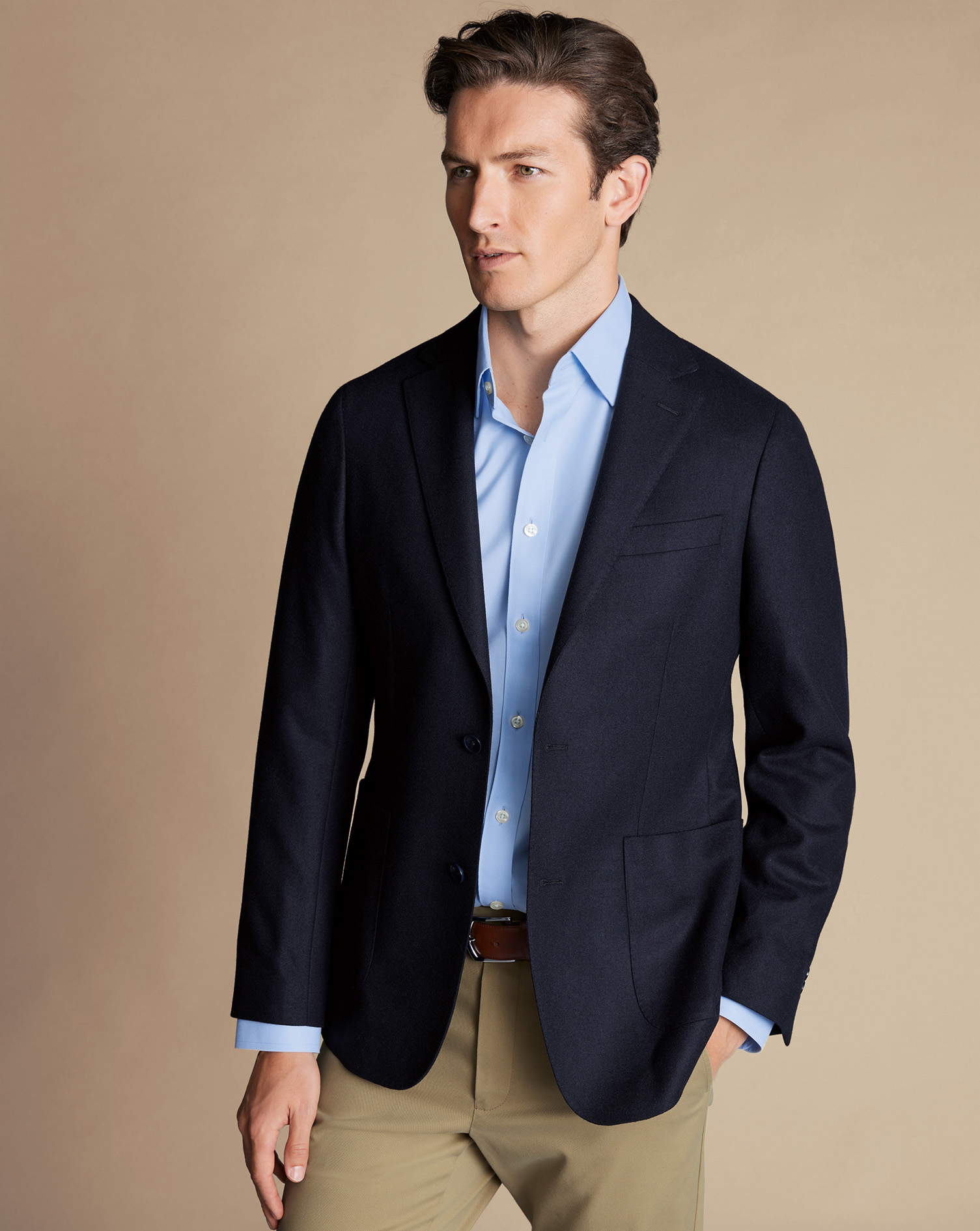 Men's Charles Tyrwhitt Unstructured Twill na Jacket - Navy Blue Size 40S Wool
