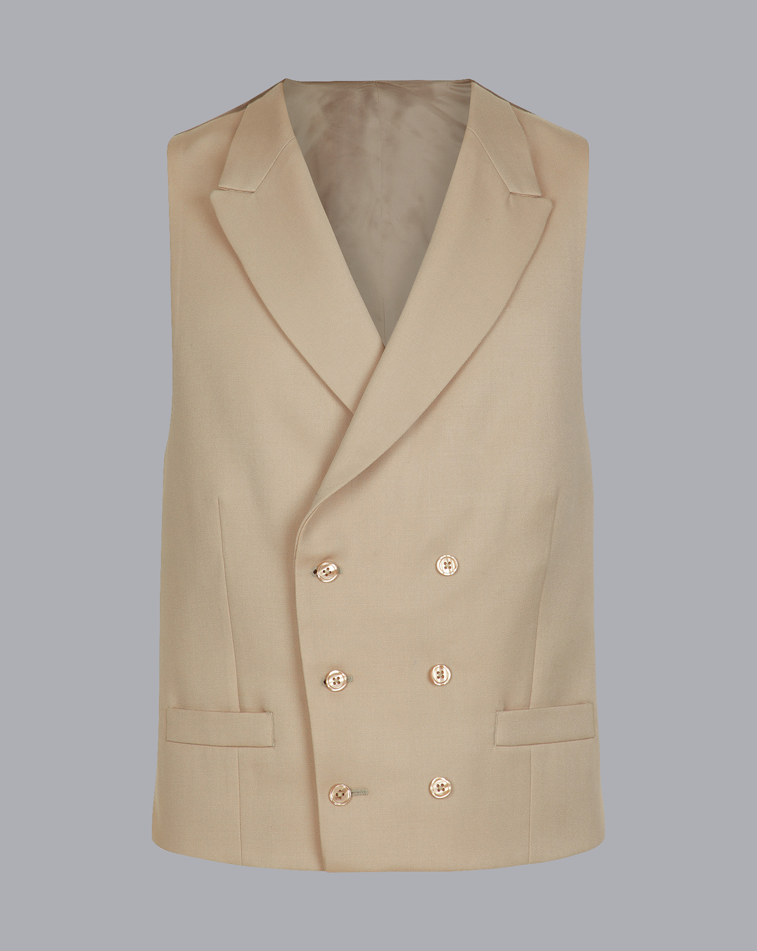 Men's Charles Tyrwhitt Morning Suit Waistcoat - Buff Neutral Size w36 Wool
