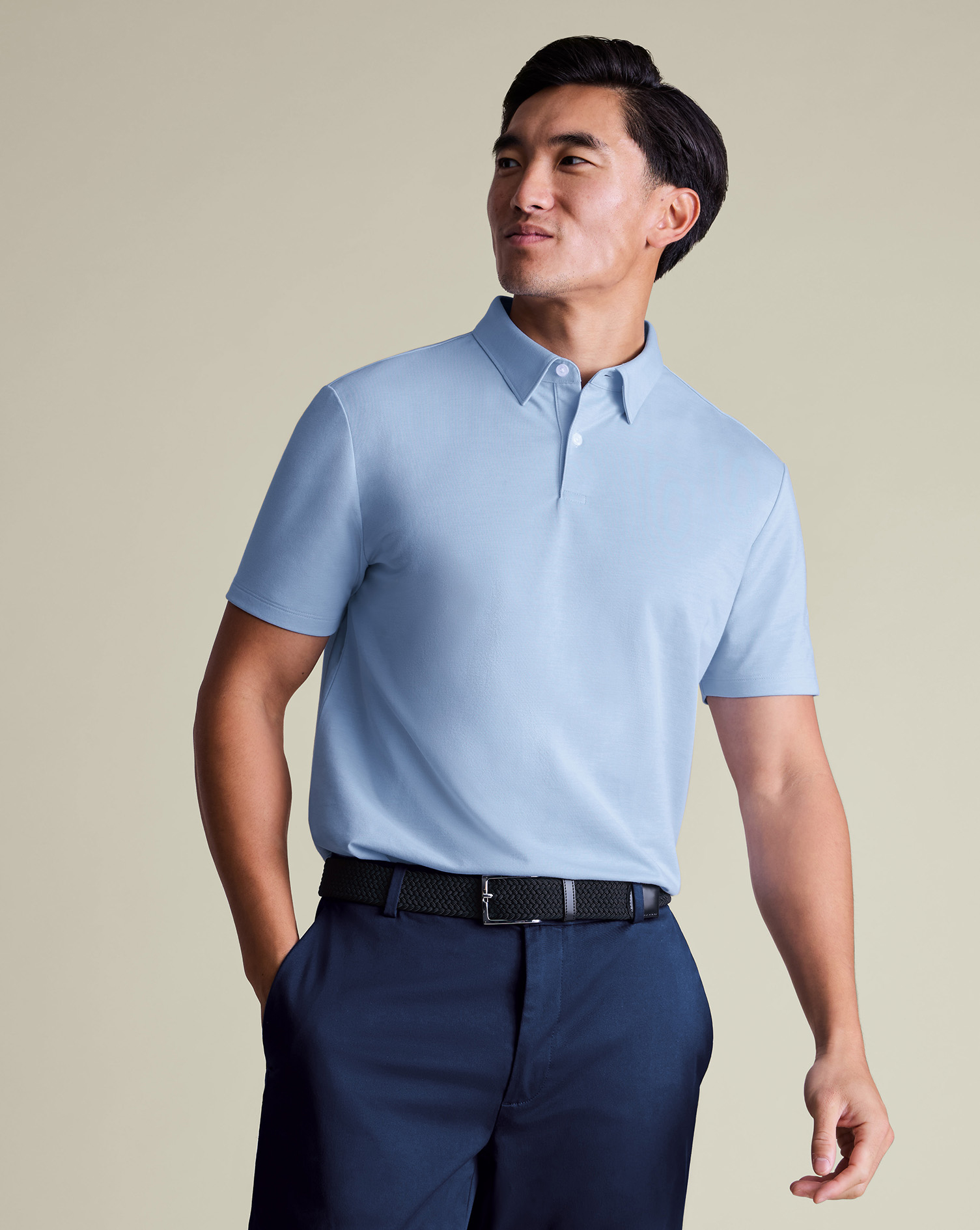 Charles Tyrwhitt Men's  Performance Jersey Polo Shirt In Blue