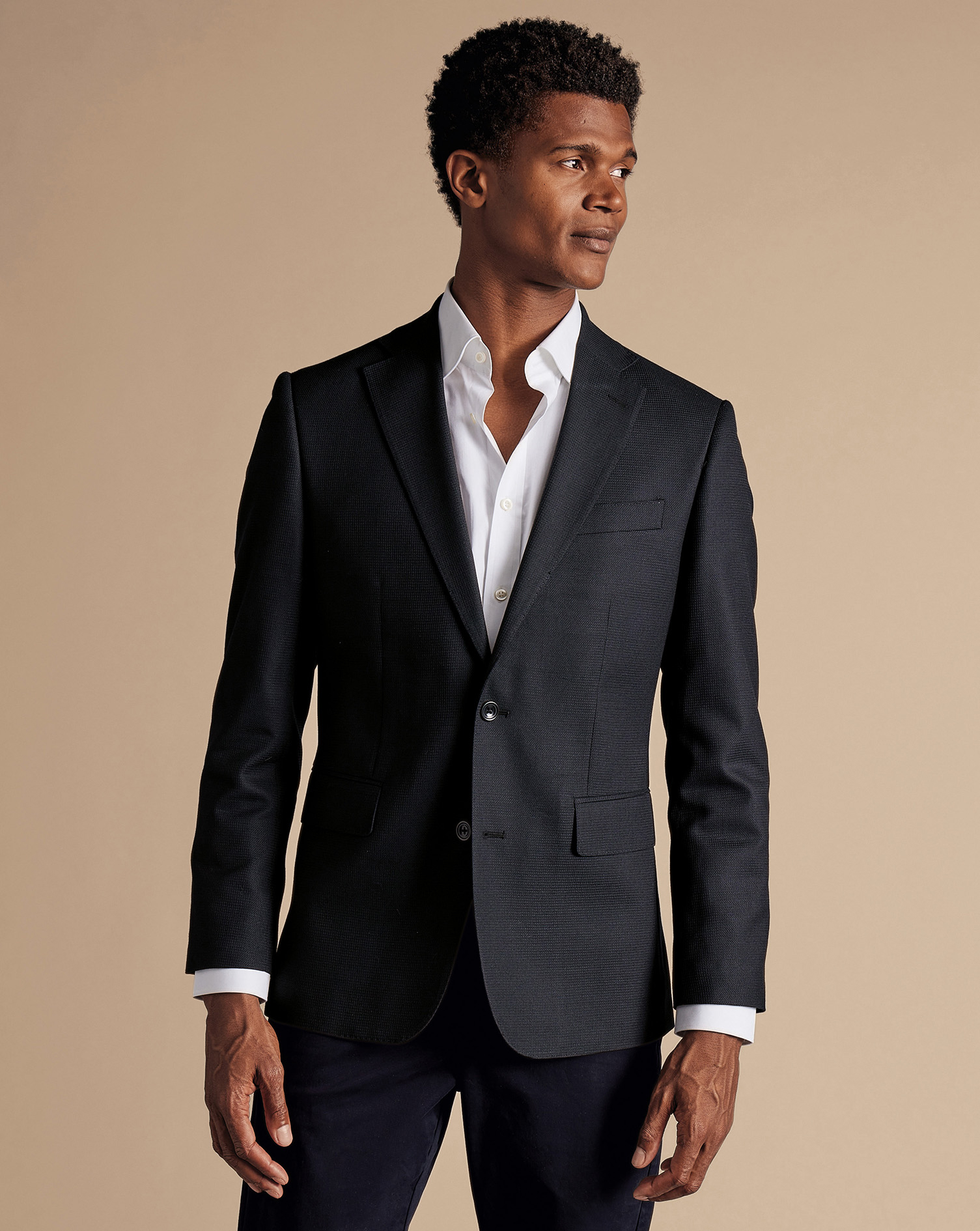 Men's Charles Tyrwhitt Proper Blazer - Black Size 42L Wool
