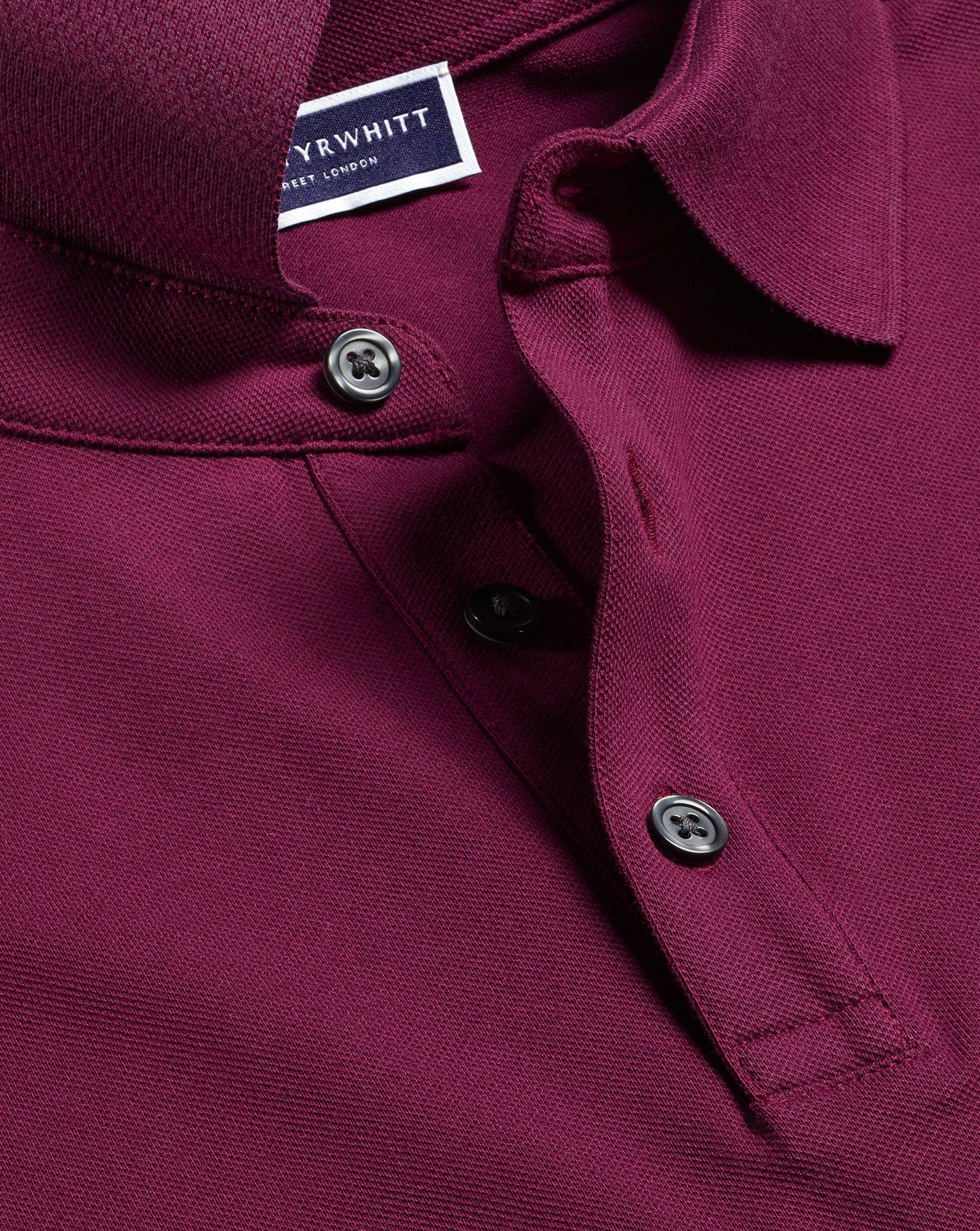 Men's Charles Tyrwhitt Pique Polo Shirt - Dark Pink Size Large Cotton
