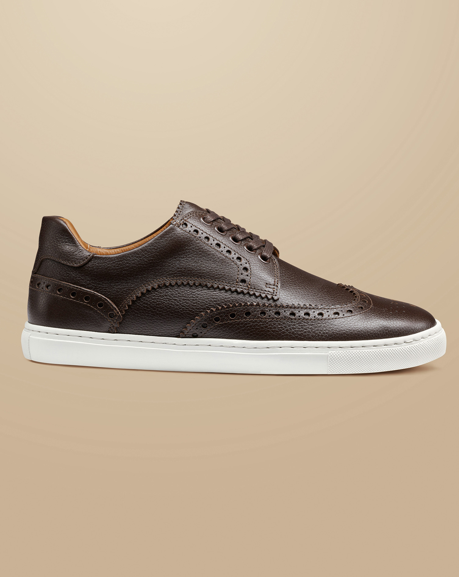 Charles Tyrwhitt Men's  Grain Leather Brogue Trainers In Brown