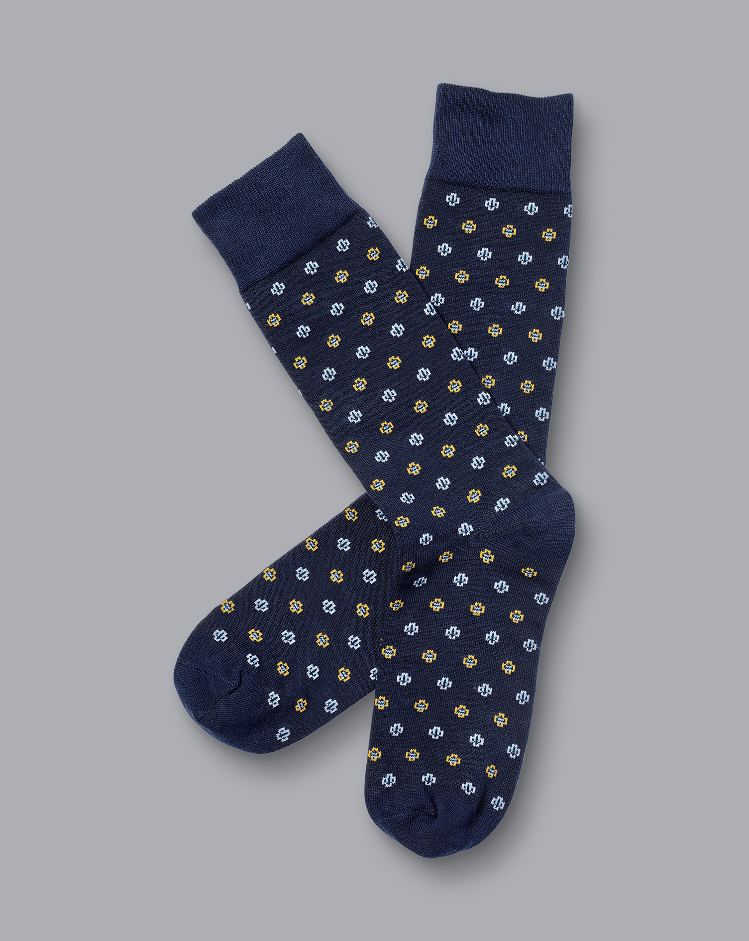 Men's Charles Tyrwhitt Geo Socks - Navy Blue Size 6-10
