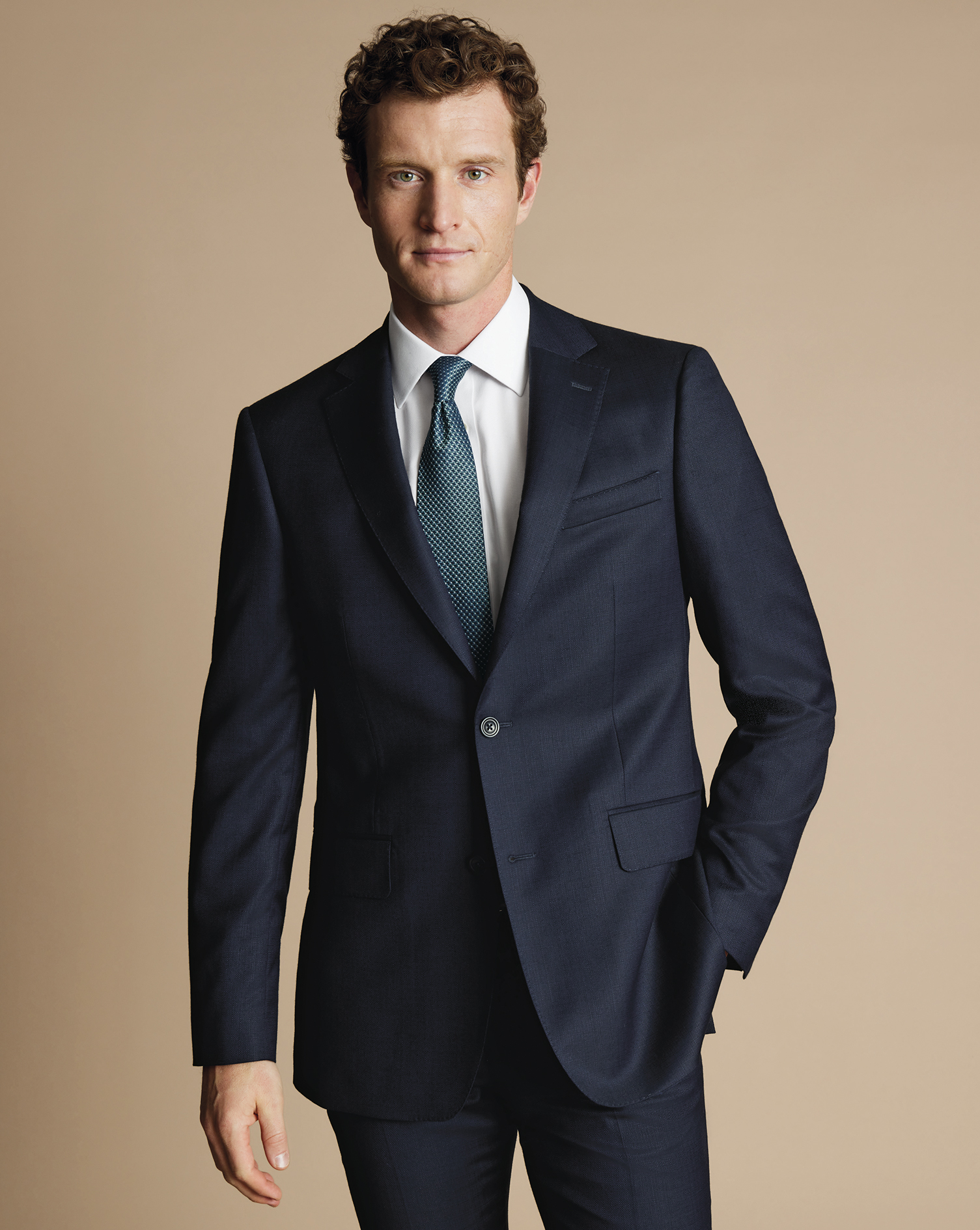 Men's Charles Tyrwhitt Italian Luxury Suit na Jacket - Dark Navy Blue Size 42L Wool
