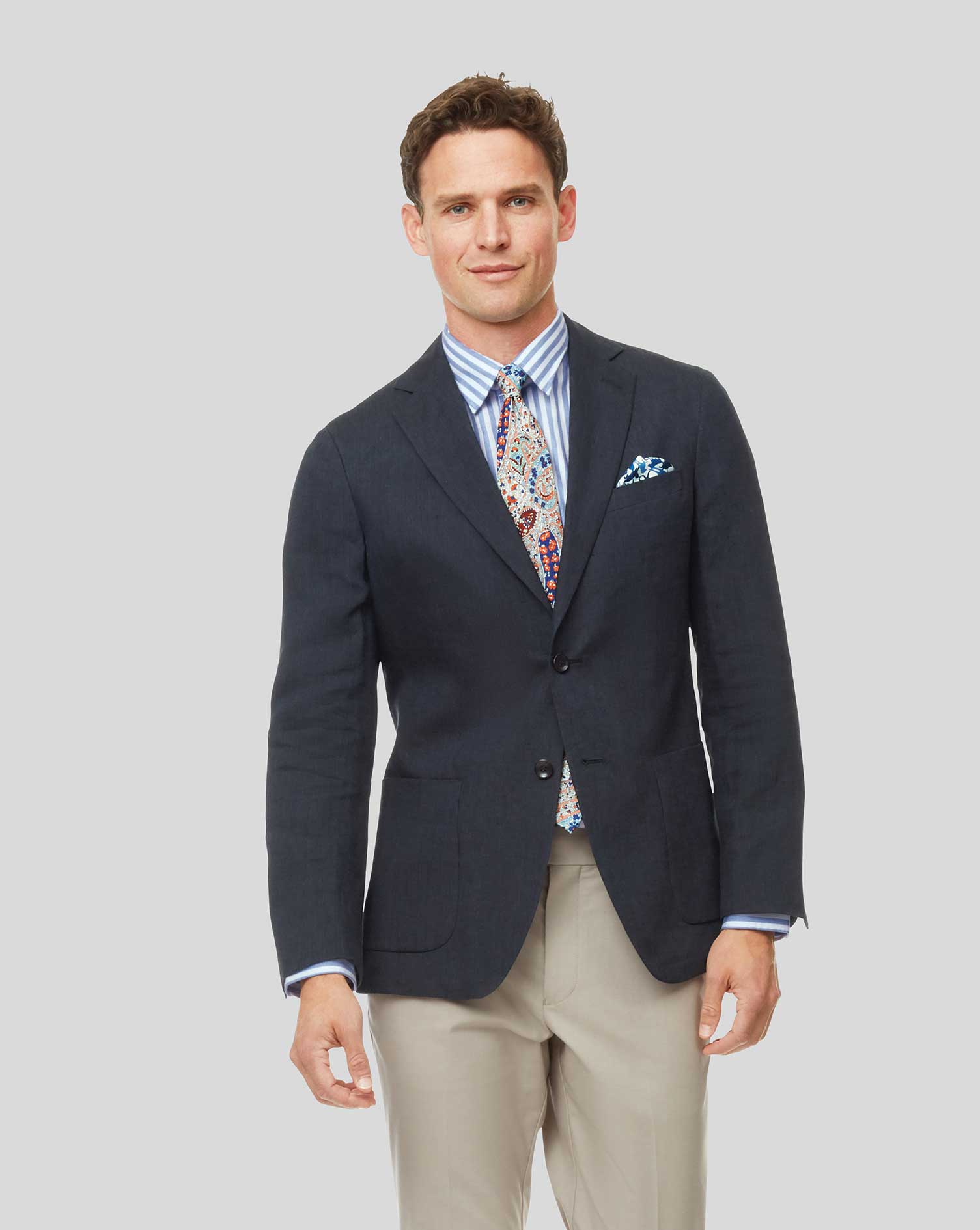 navy blue linen jacket