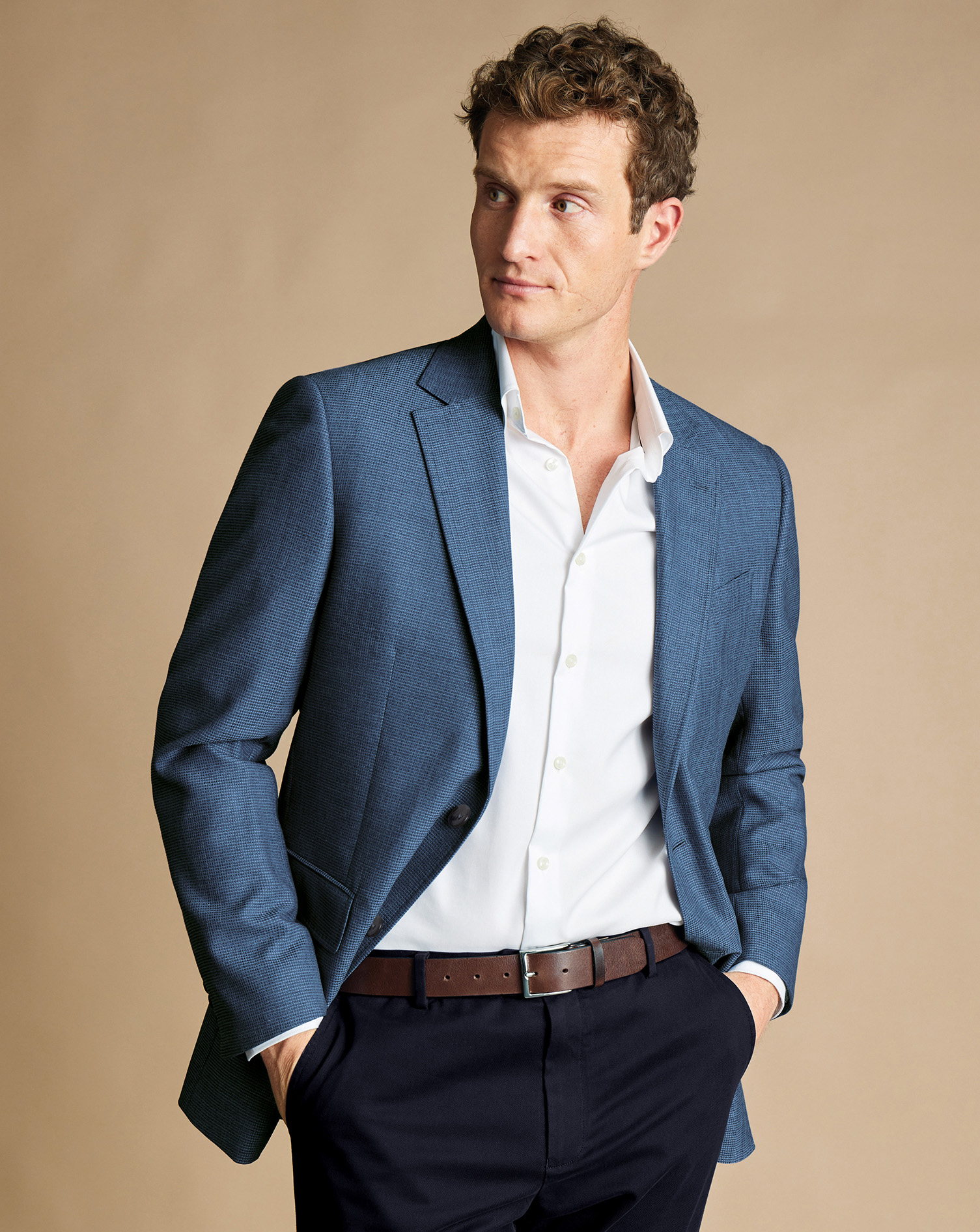 Men's Charles Tyrwhitt Proper Blazer - Indigo Blue Size 44L Wool
