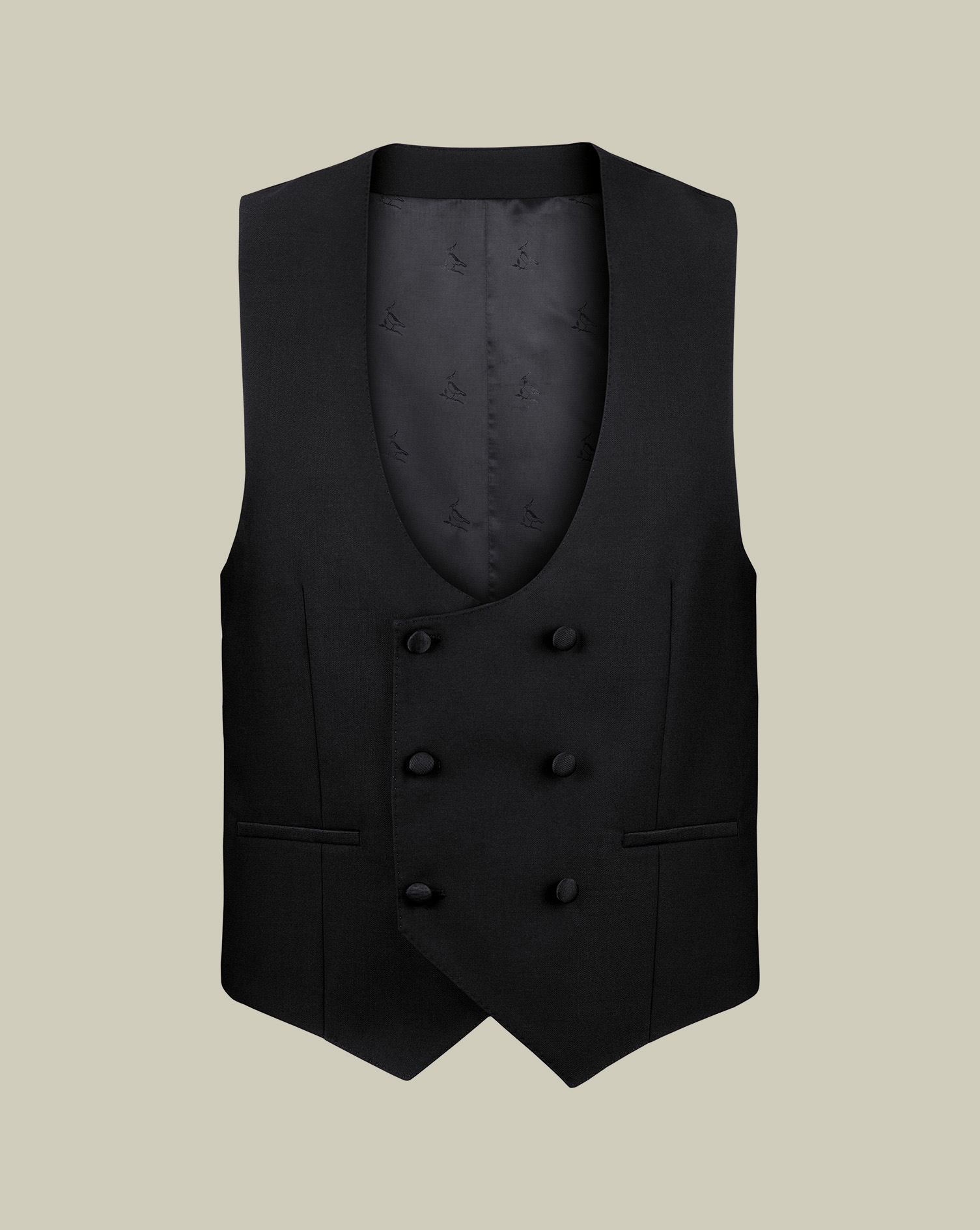 Men's Double Breasted Dinner Suit Waistcoat - Black, w46 by Charles Tyrwhitt