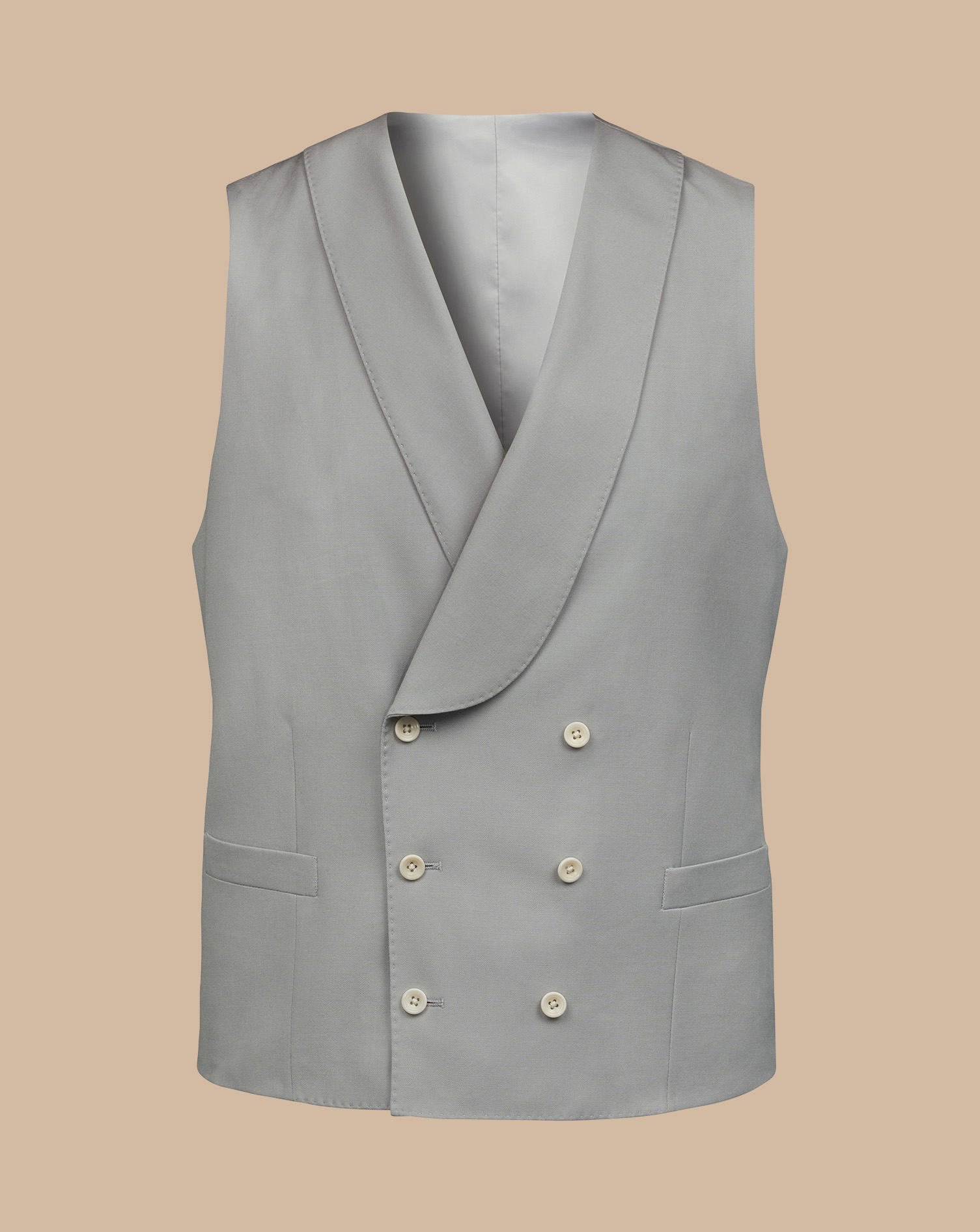Men's Charles Tyrwhitt Morning Suit Waistcoat - Light Grey Size w44 Wool
