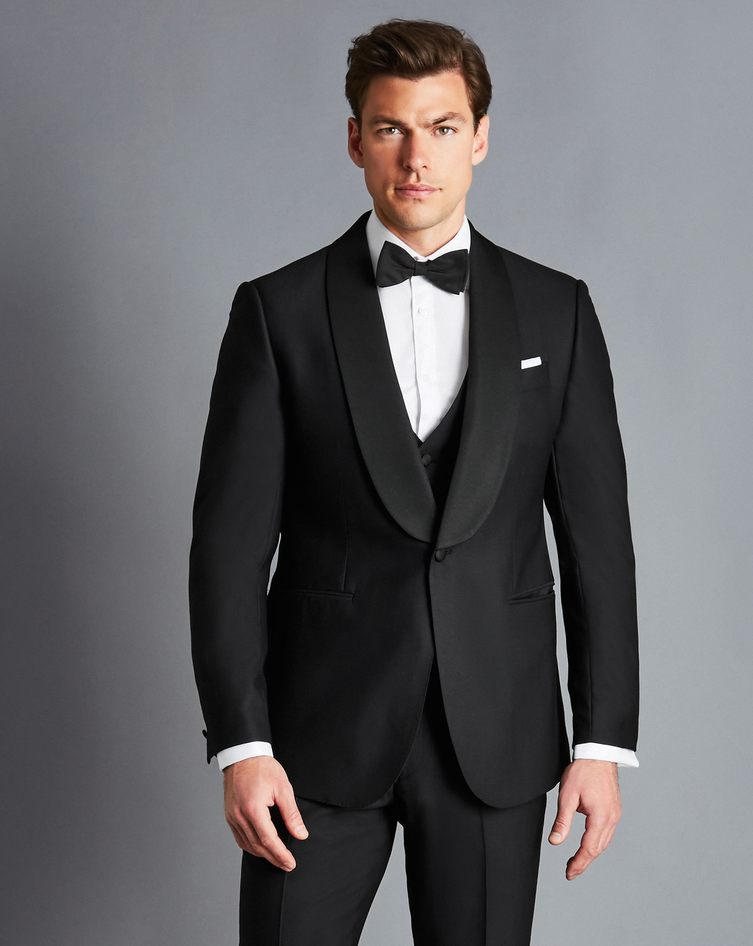 Men's Charles Tyrwhitt Shawl Lapel Dinner Suit na Jacket - Black Size 48L Wool
