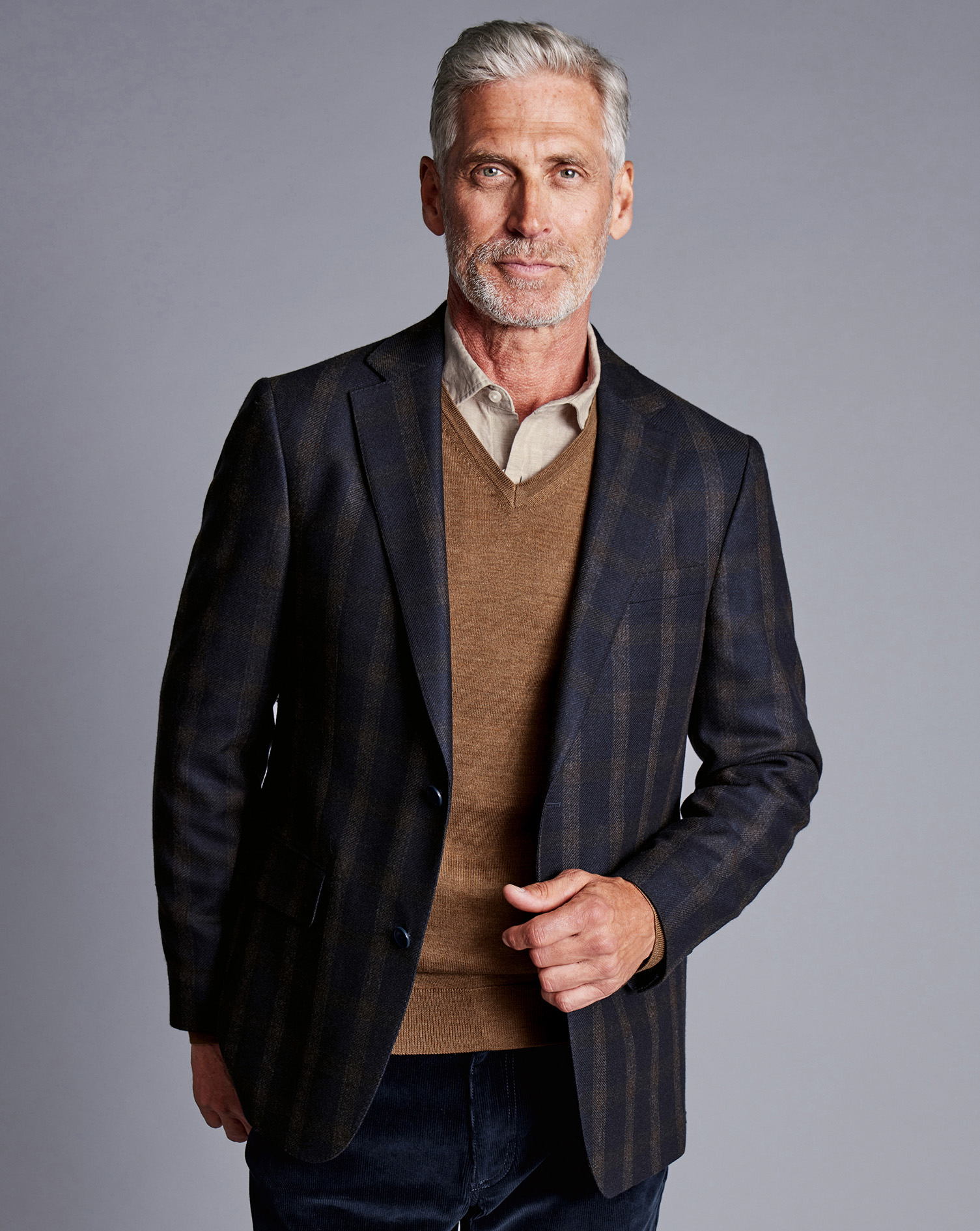 Charles Tyrwhitt Men's  Luxury Italian Checkered Na Jacket In Blue