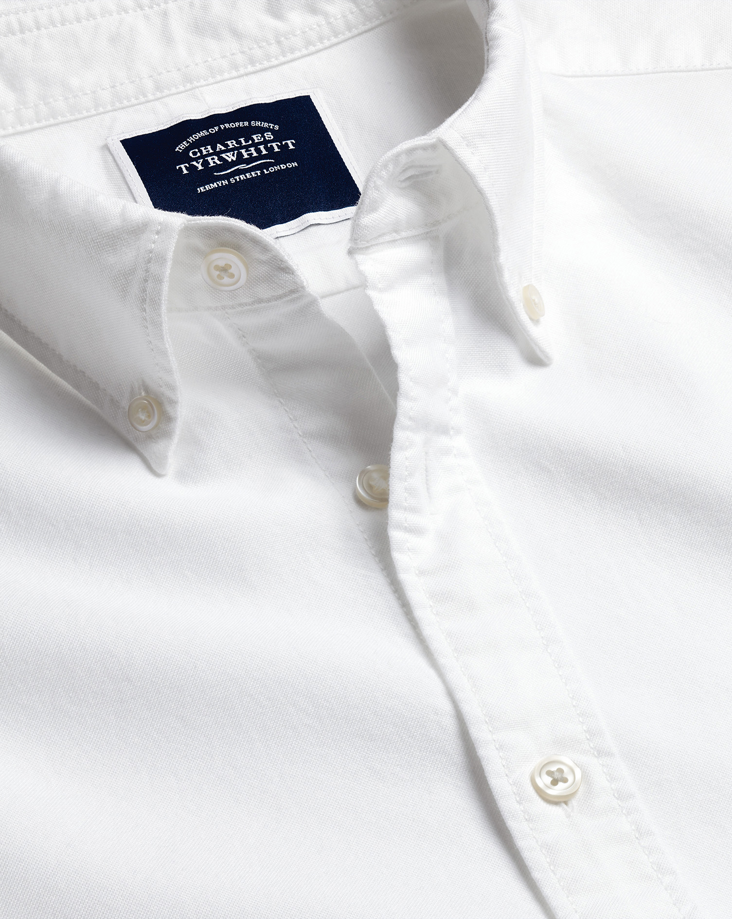 Button-Down Collar Washed Oxford Cotton Casual Shirt - White Single Cuff Size XXXL
