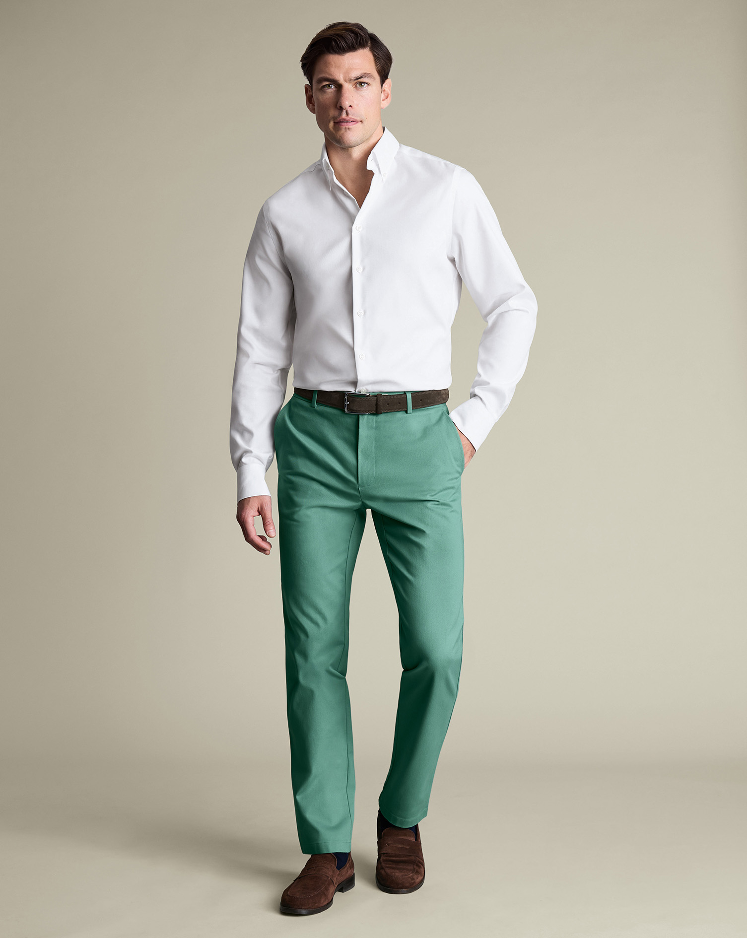 Ultimate Non-Iron Chinos – Mid Green