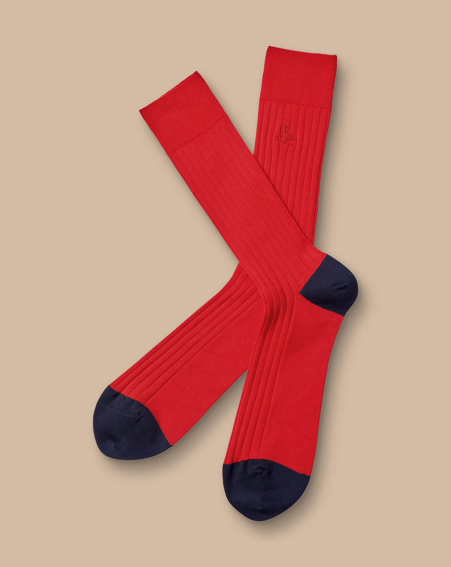 Men's Charles Tyrwhitt Rib Socks - Red Size 6-10 Cotton
