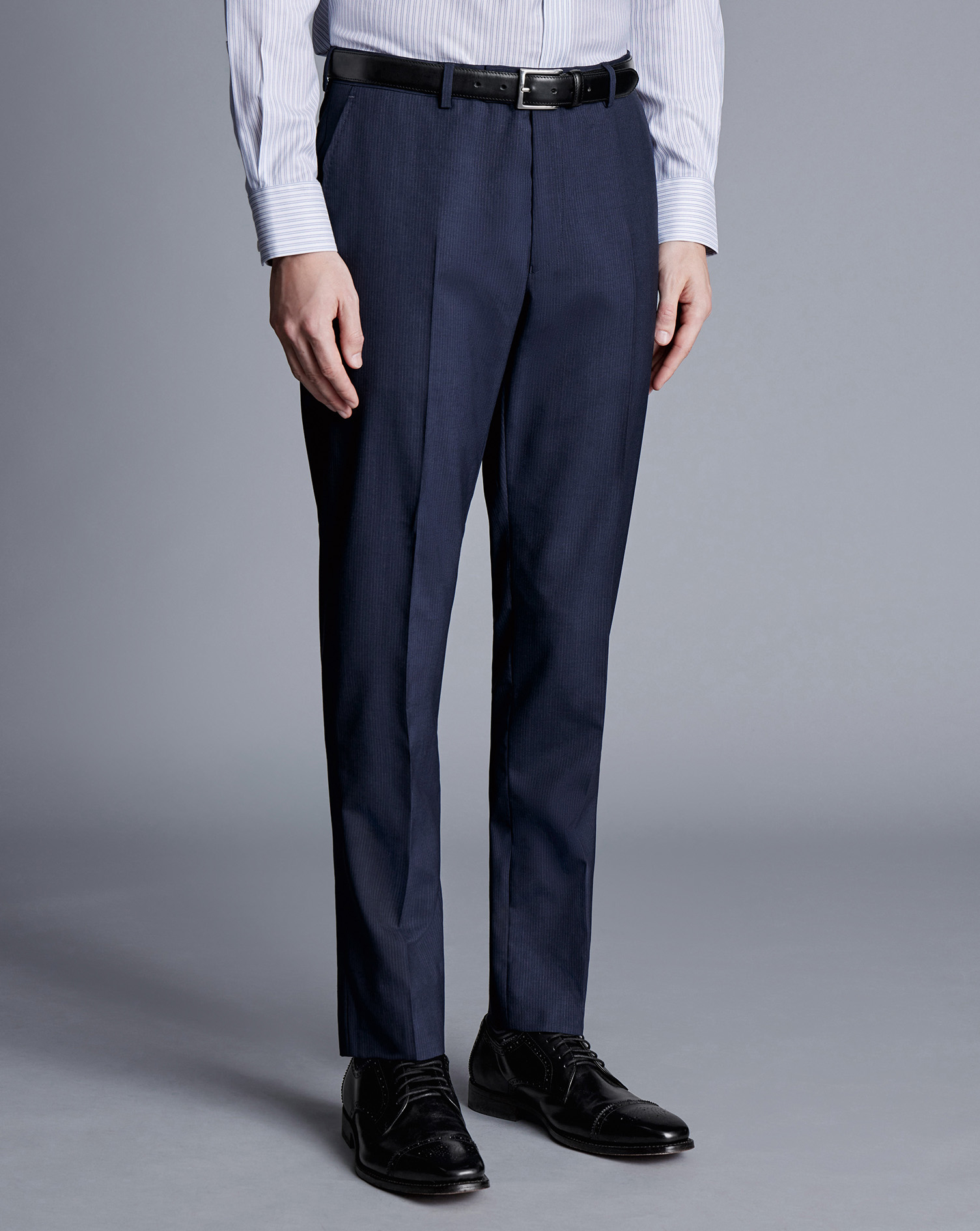 Men's Charles Tyrwhitt Stripe Suit Trousers - Navy Blue Size 38/38 Wool
