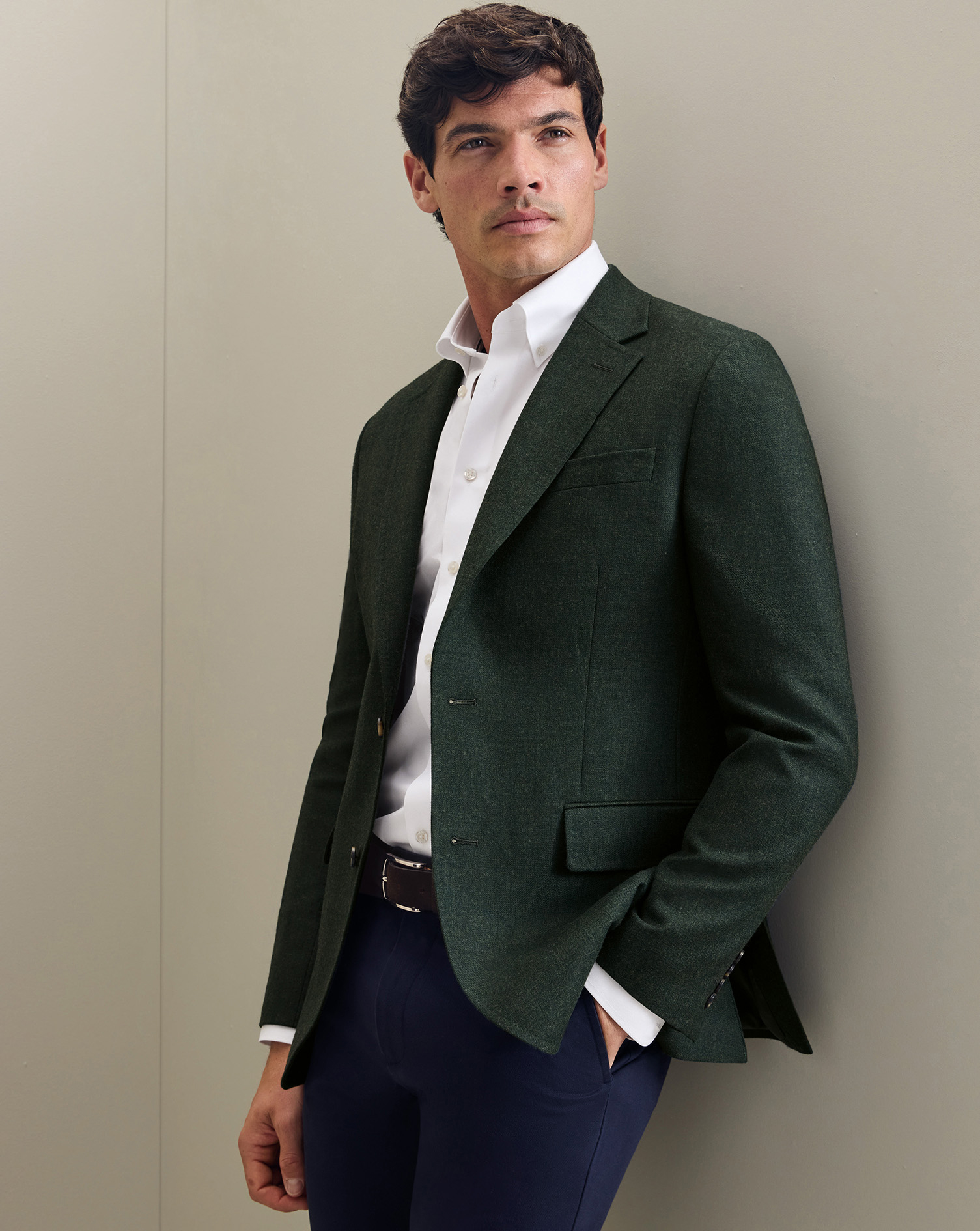 Men's Charles Tyrwhitt Textured na Jacket - Forest Green Size 42L Wool