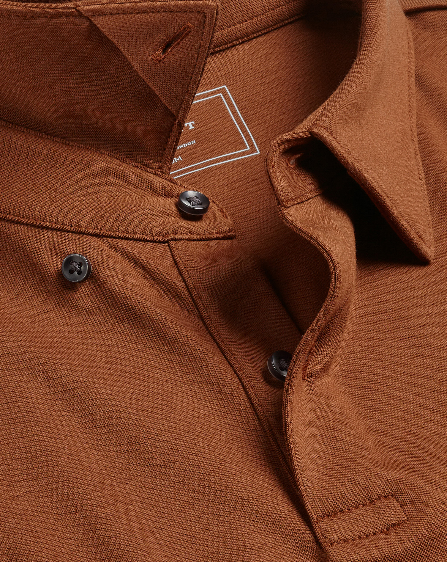 Men's Charles Tyrwhitt Smart Jersey Polo Shirt - Toffee Brown Size XXL Cotton

