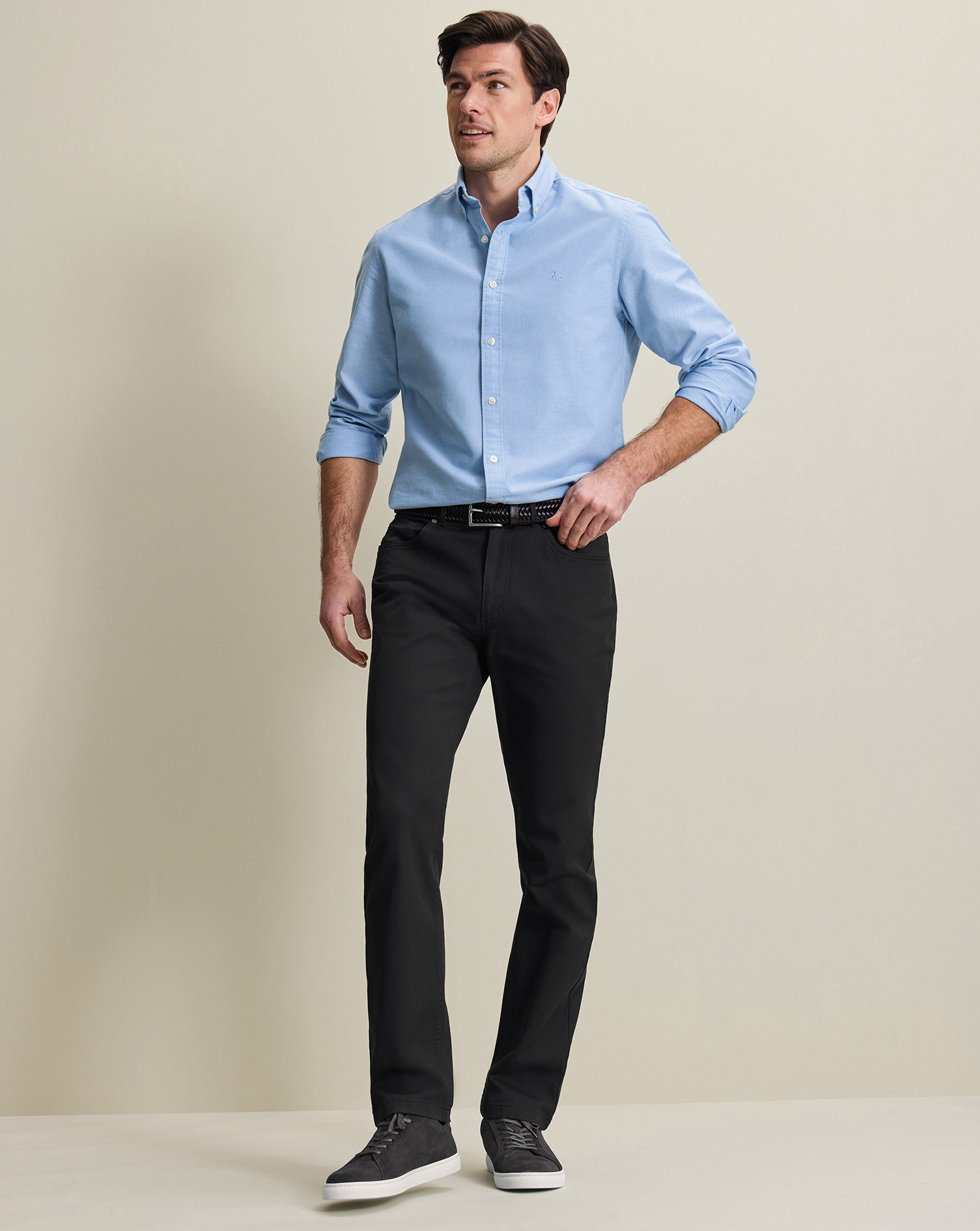 Men's Charles Tyrwhitt 5 Pocket Trousers - Black Size W32 L30 Cotton