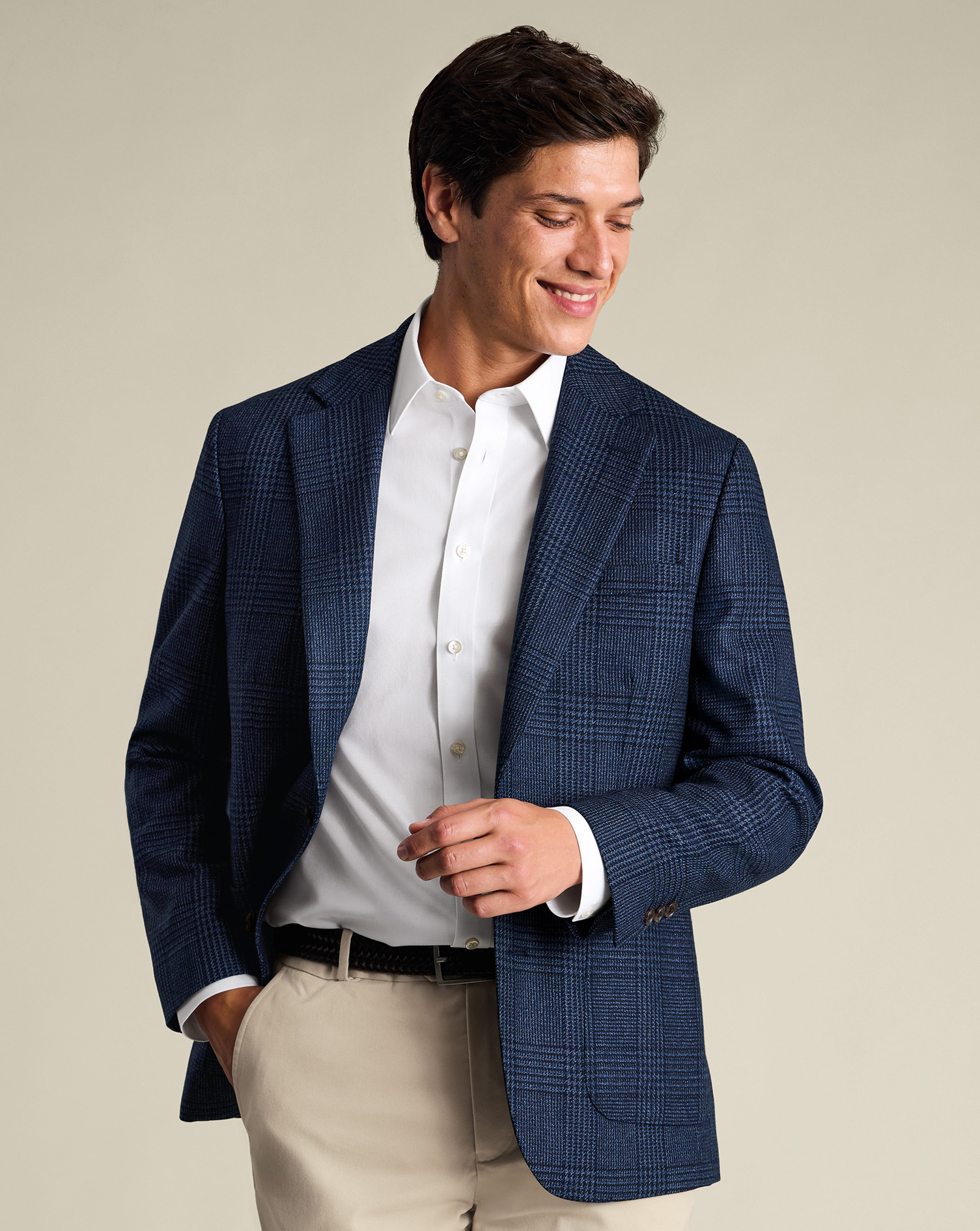 Wool Silk Check Jacket – French Blue | Charles Tyrwhitt UK