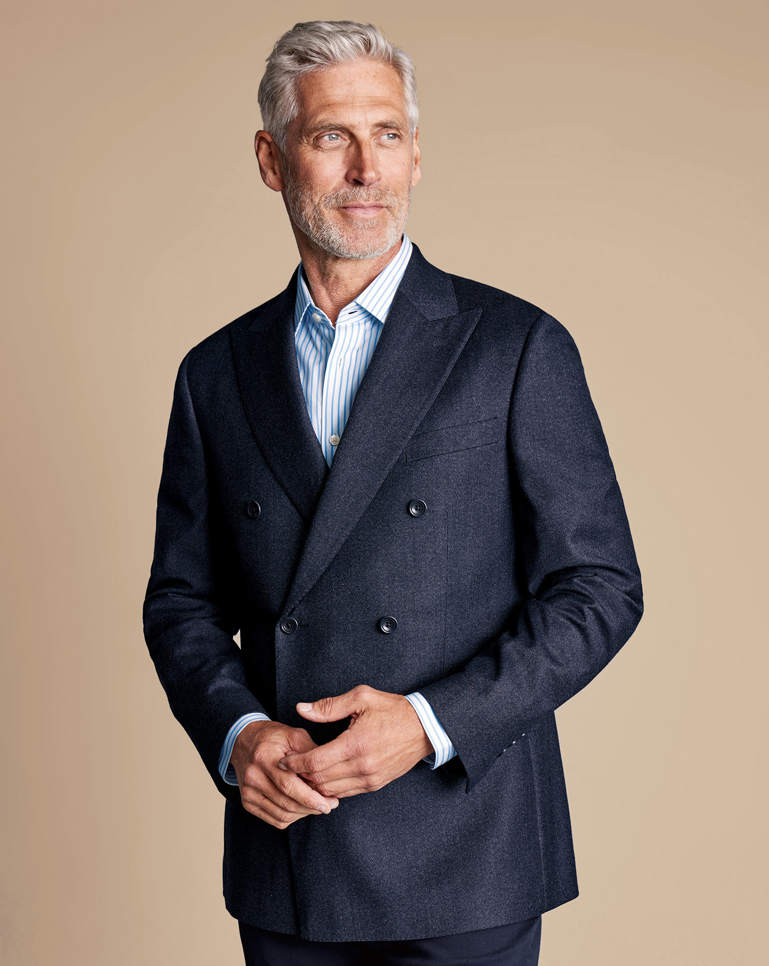 Men's Charles Tyrwhitt Italian Pindot Suit na Jacket - Denim Blue Size 42R Wool
