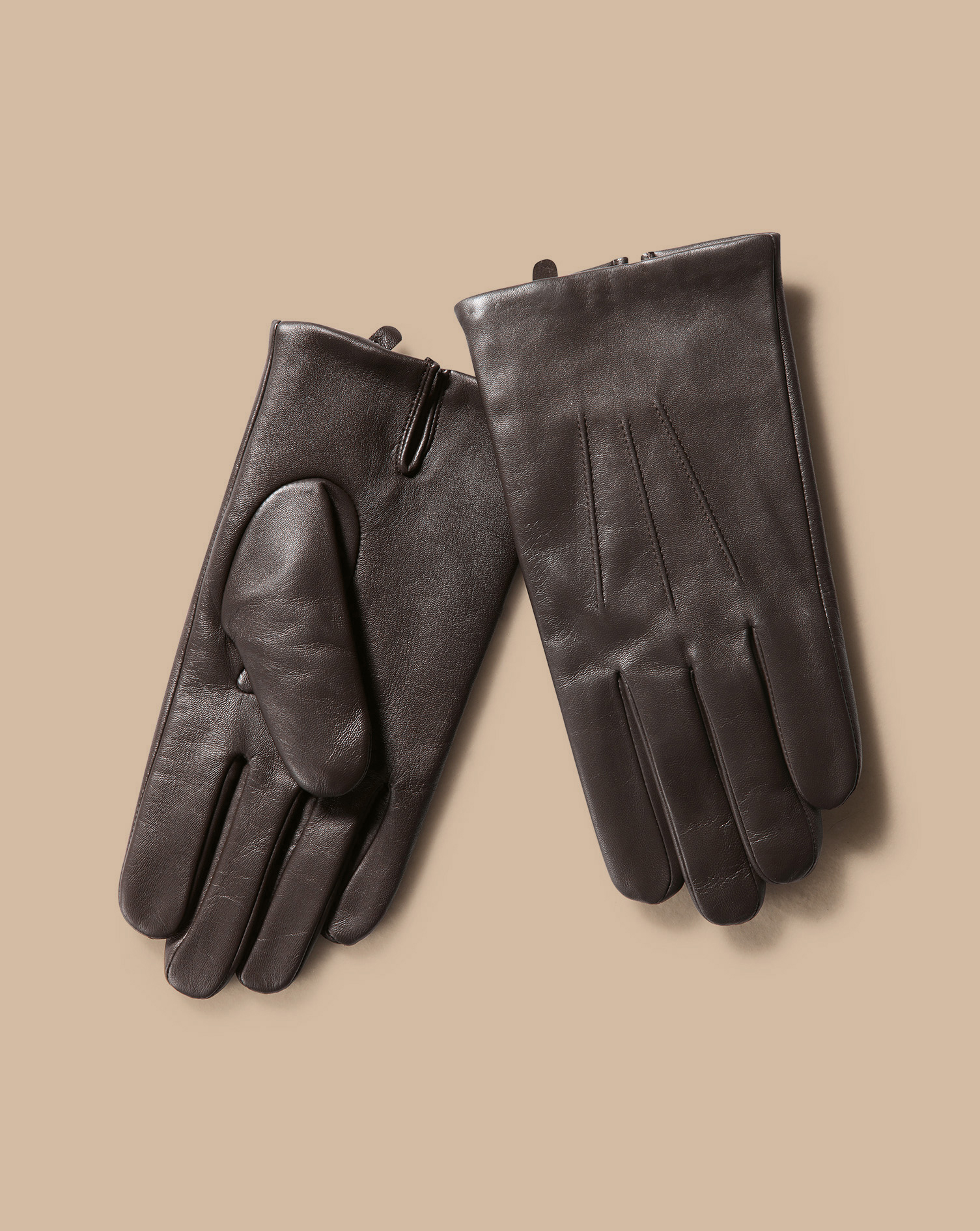 Men's Charles Tyrwhitt Touch Screen Gloves - Dark Chocolate Brown Size Large Leather
