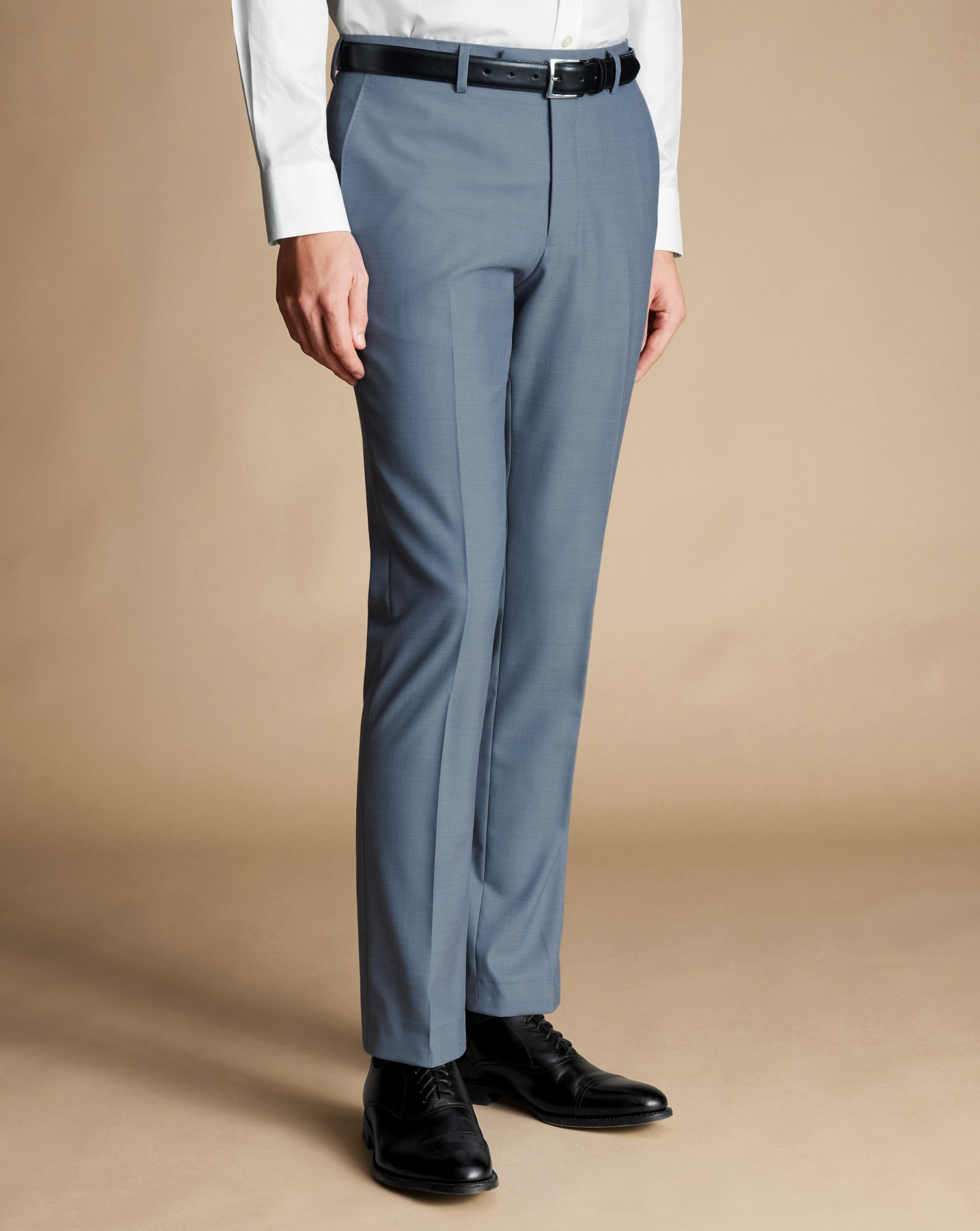 Men's Charles Tyrwhitt Ultimate Performance Sharkskin Suit Trousers - Mid Blue Size 38/32
