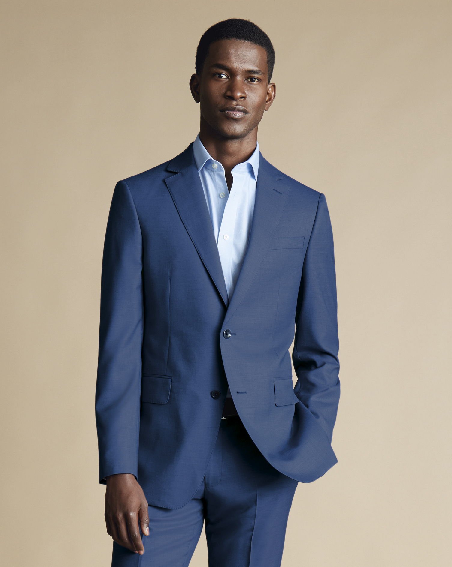 Men's Charles Tyrwhitt Ultimate Performance Sharkskin Suit na Jacket - Indigo Blue Size 48R Wool
