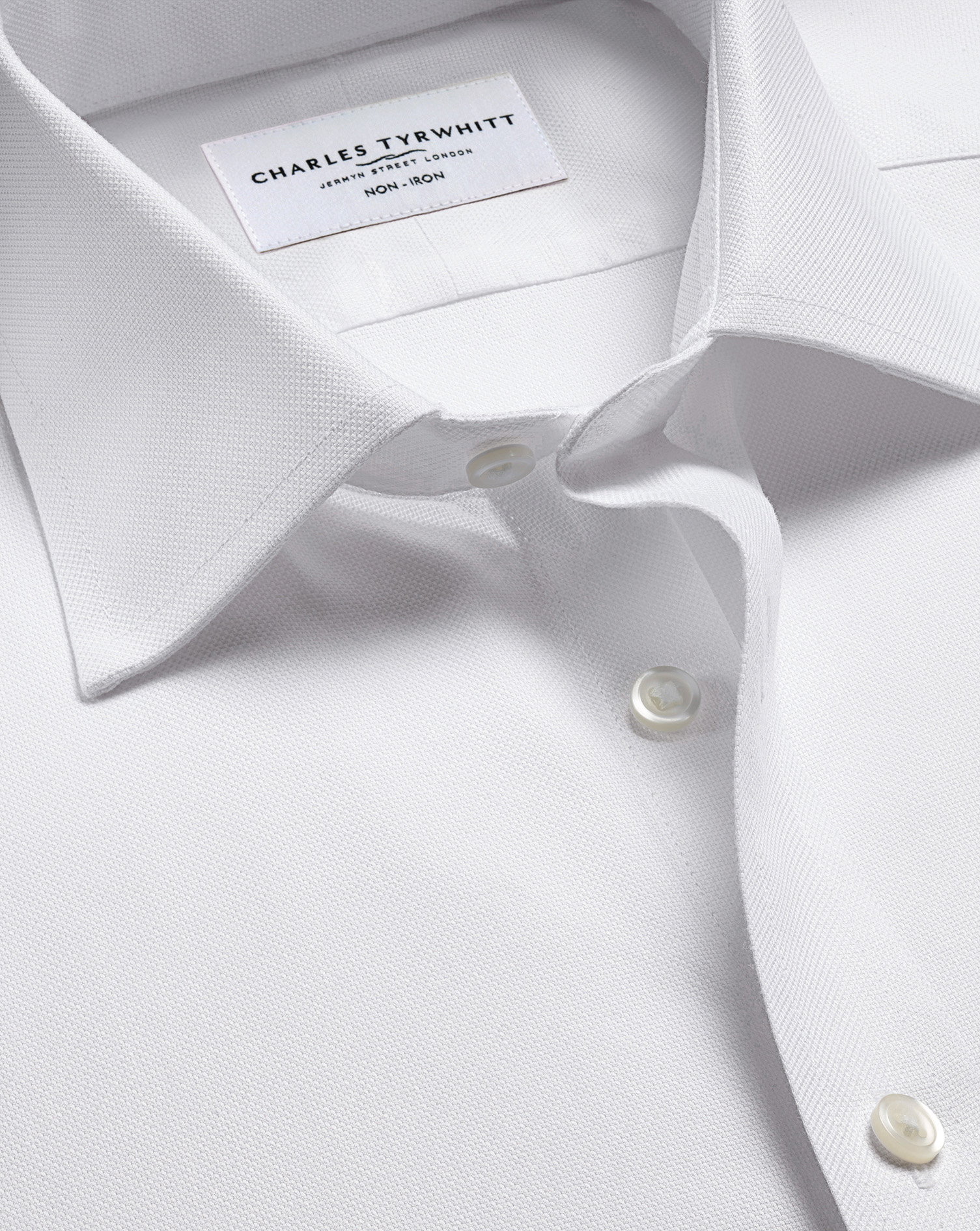 Men's Charles Tyrwhitt Non-Iron Royal Oxford Dress Shirt - White Single Cuff Size 17.5/36 Cotton