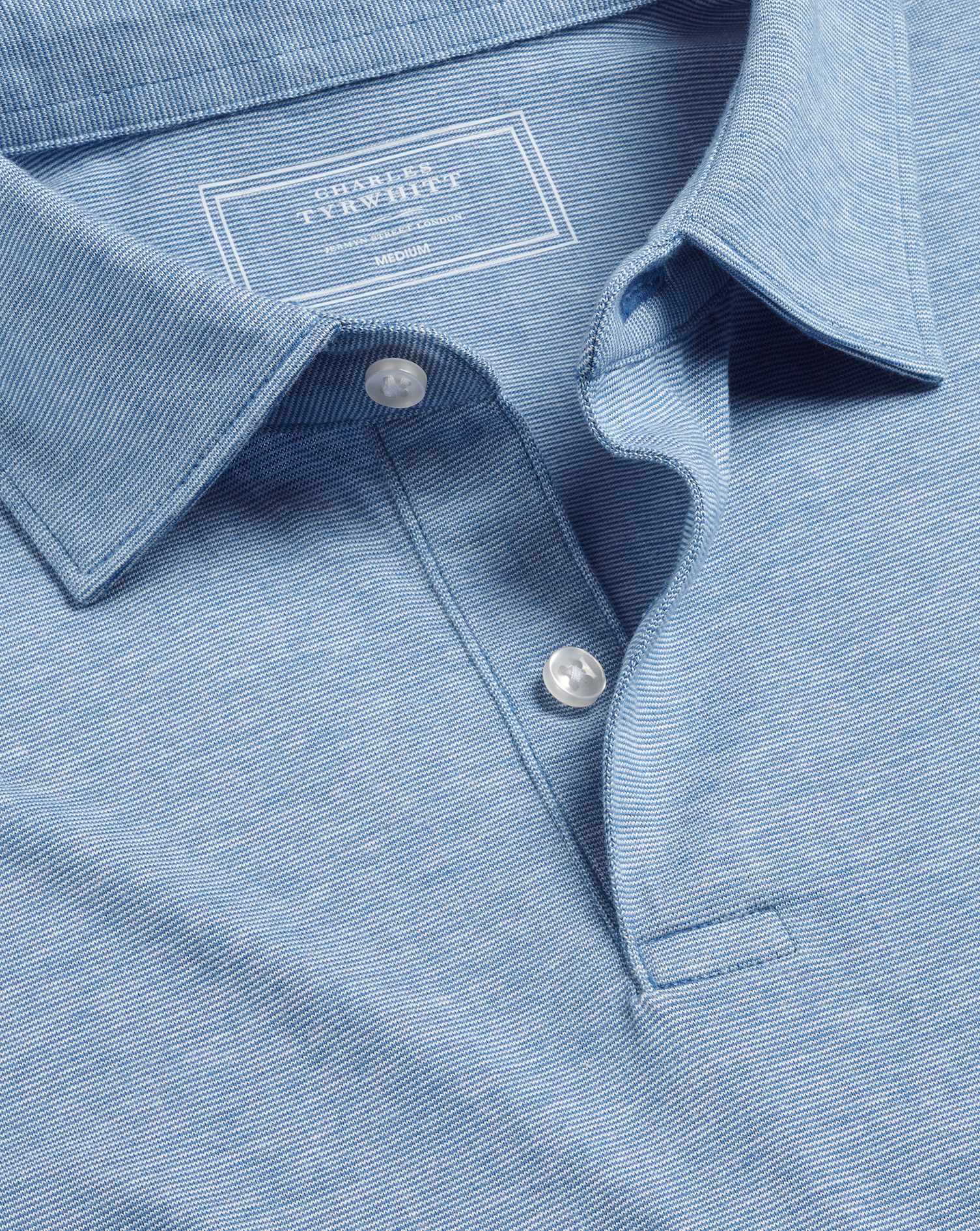 Men's Charles Tyrwhitt End-On-End Polo Shirt - Light Blue Size XXXL Cotton
