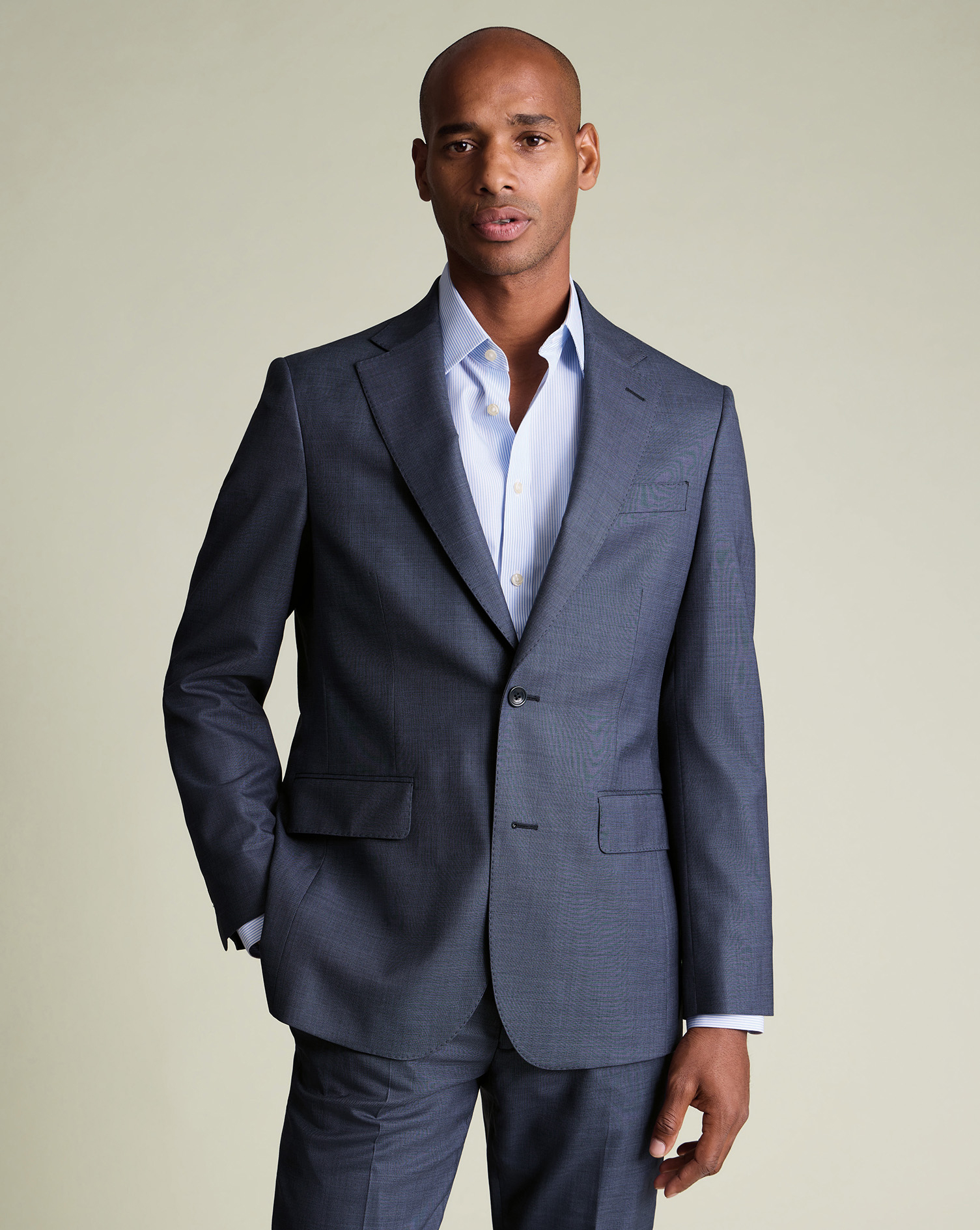 Men's Ultimate Performance Sharkskin Suit Jacket - Steel Blue, 38R by Charles Tyrwhitt