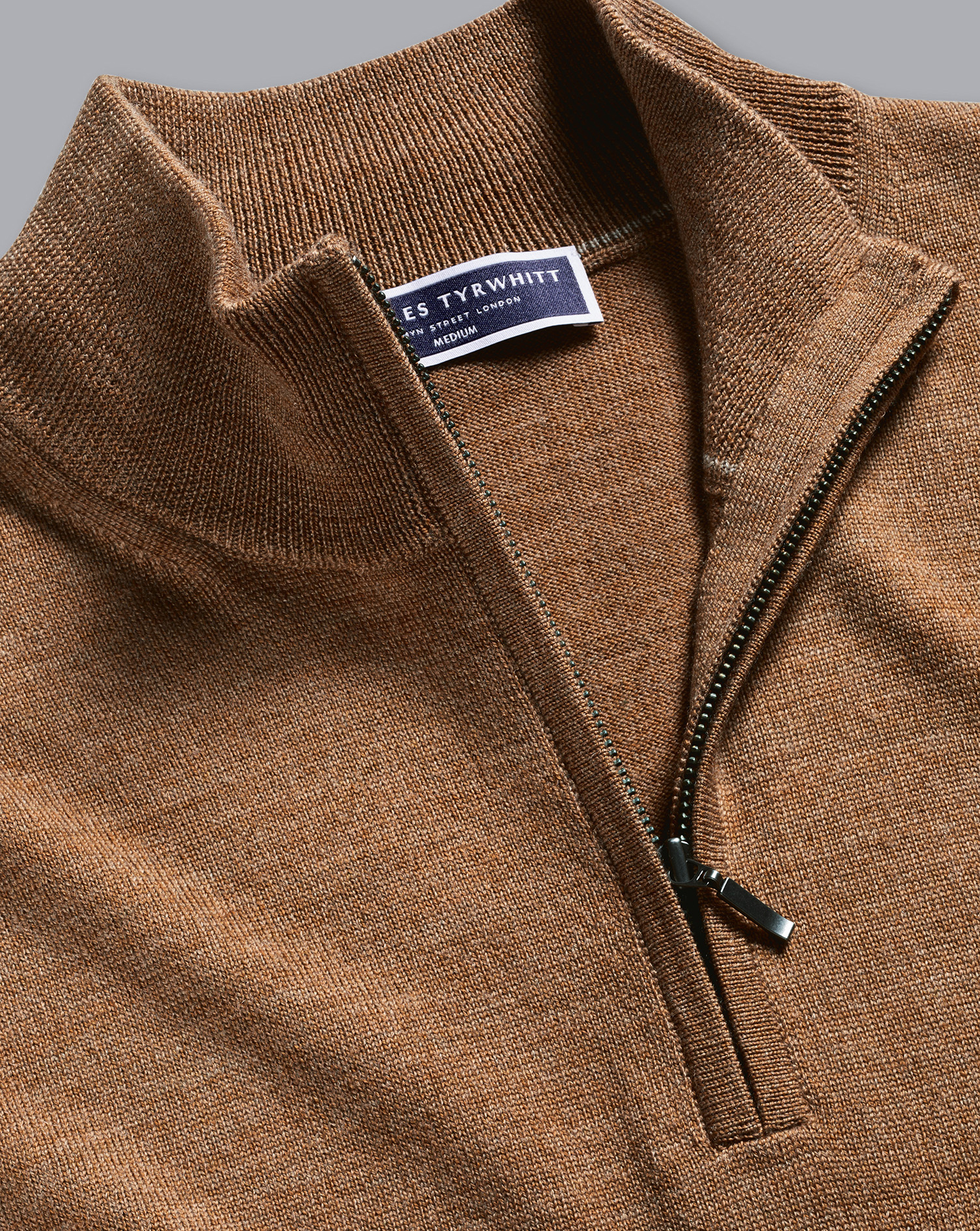 Charles Tyrwhitt Men's  Merino Zip Neck Sweater In Neutral