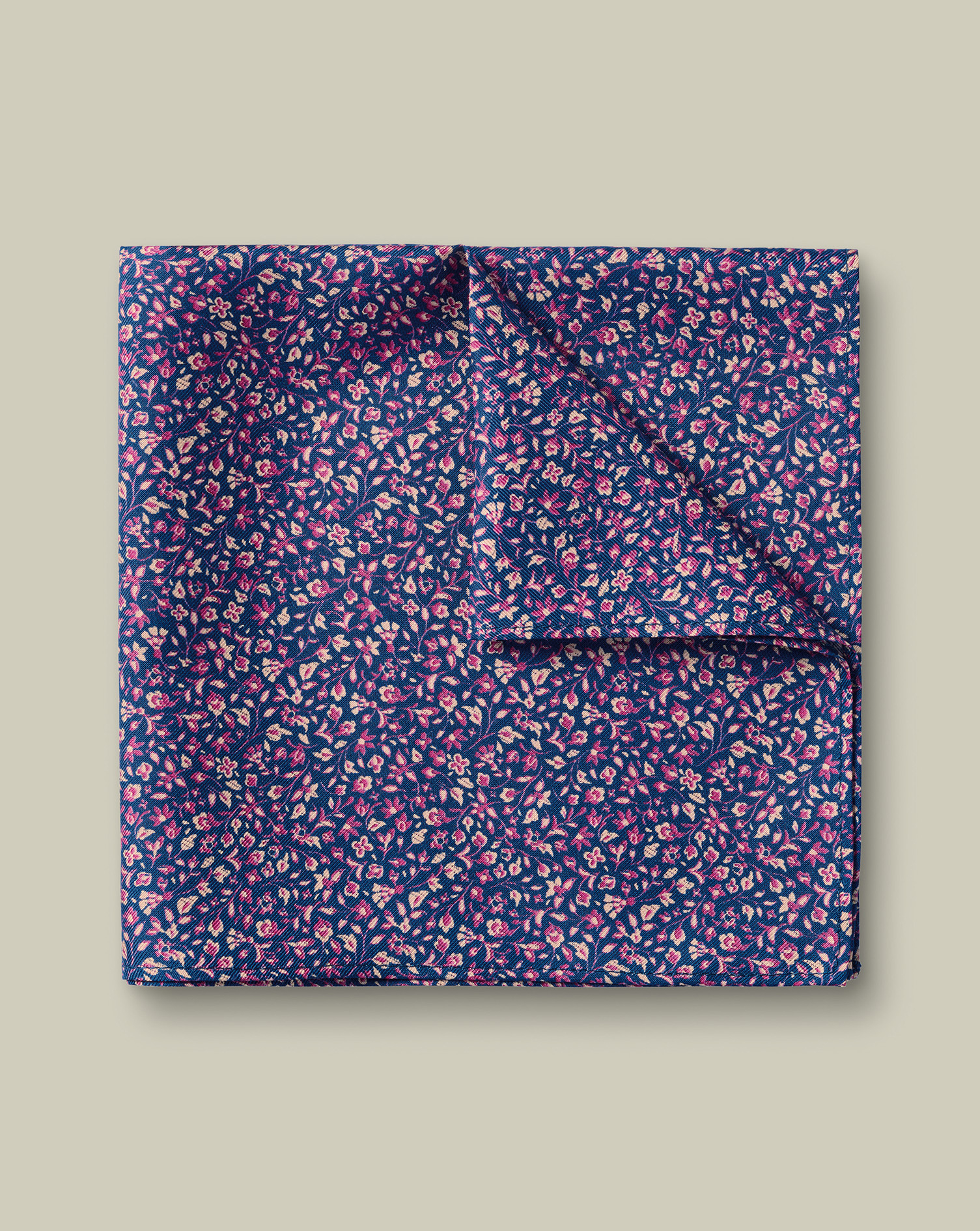 Men's Charles Tyrwhitt Floral Pocket Square - Royal Blue & Pink Size 32cm x 32cm Silk