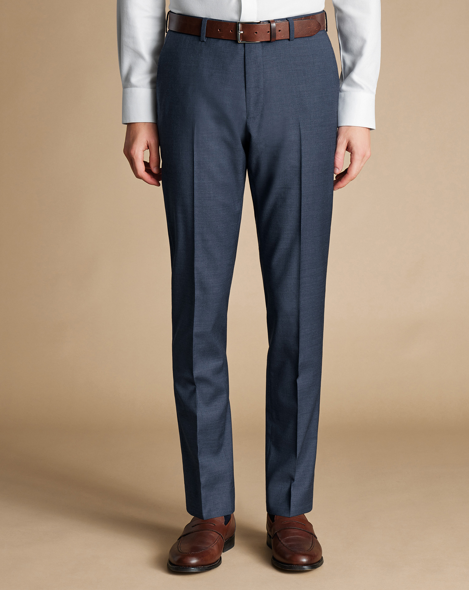 Men's Charles Tyrwhitt Italian Suit Trousers - Heather Blue Size 36/32
