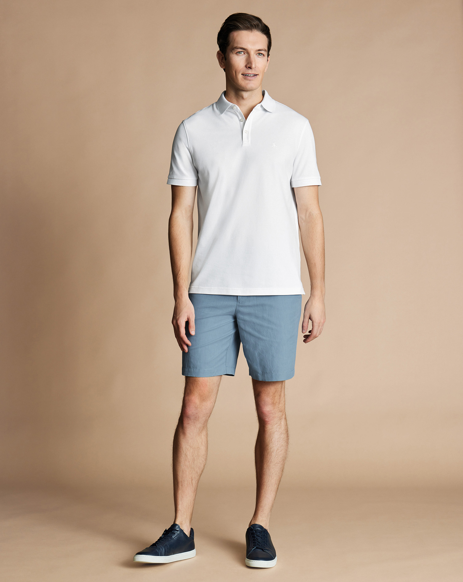 Men's Charles Tyrwhitt Linen Shorts - Mid Blue Size 38 Cotton
