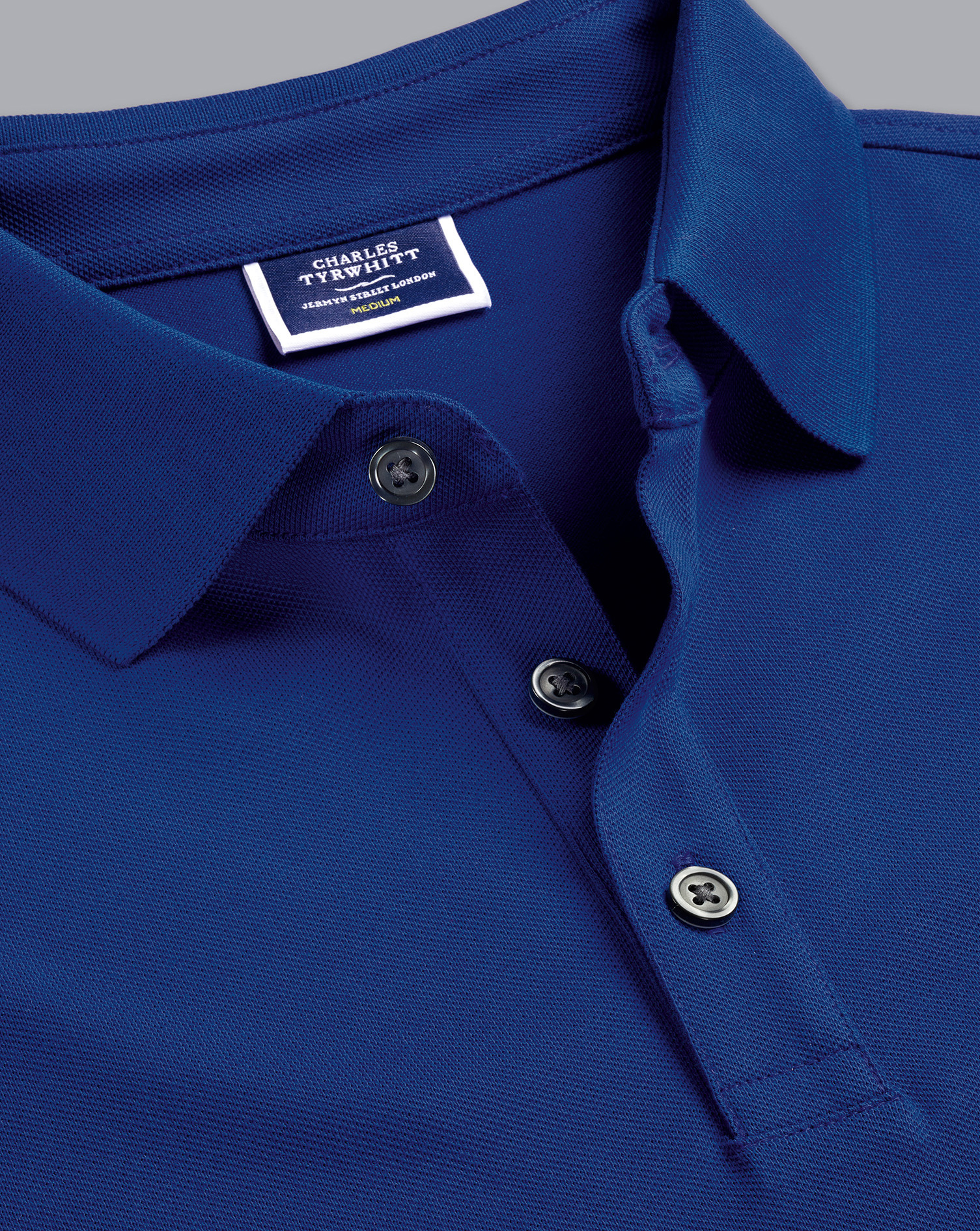 Men's Charles Tyrwhitt Pique Polo Shirt - Royal Blue Size Small
