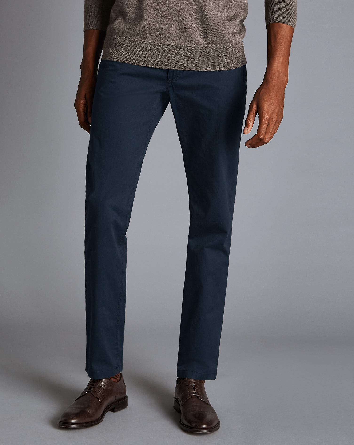 Men's Charles Tyrwhitt Stretch 5-Pocket Trousers - Dark Navy Blue Size W38 L32 Cotton
